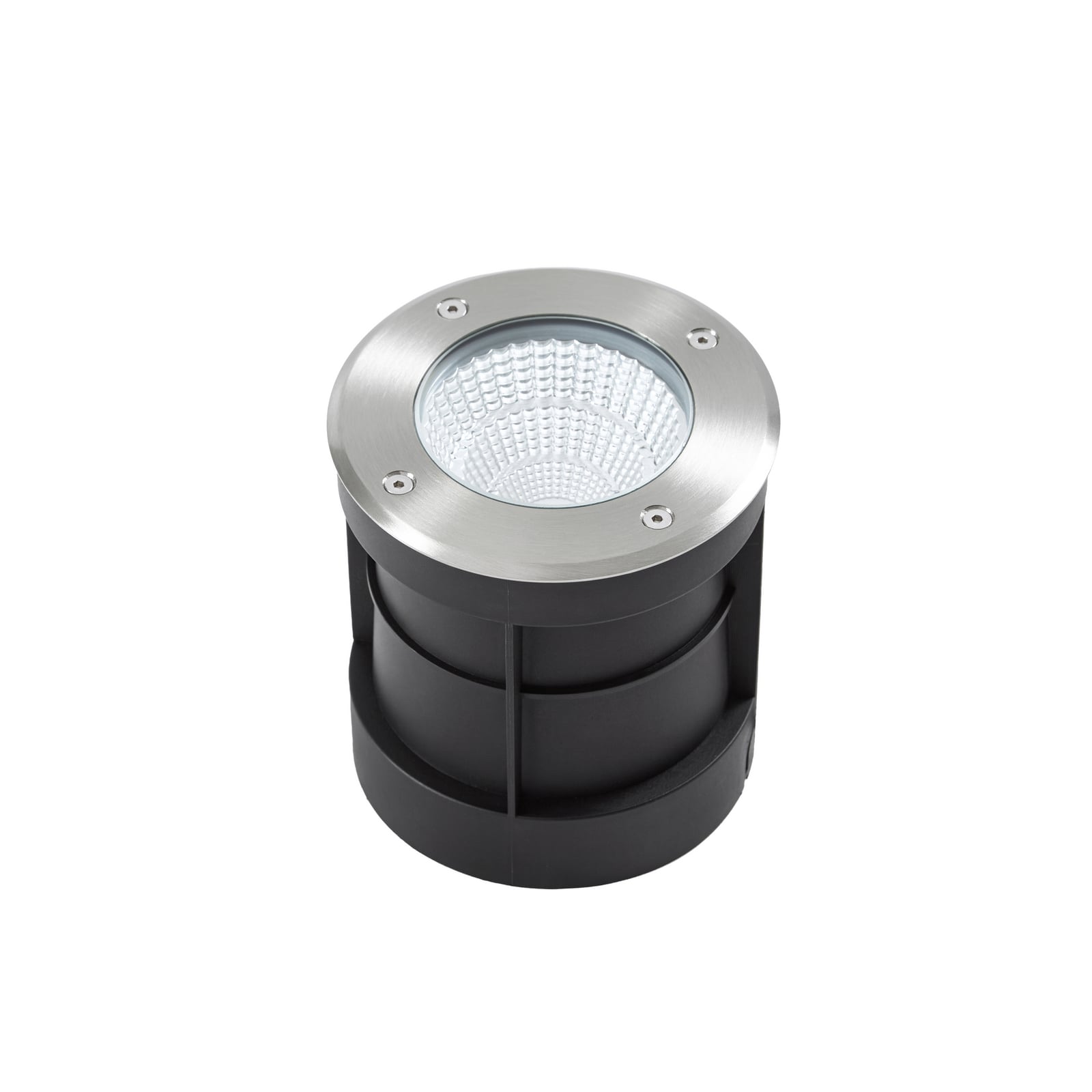 Arcchio LED-lattia-upotusspotti Thentos, Ø 12 cm, 60°, nikkeli, IP67