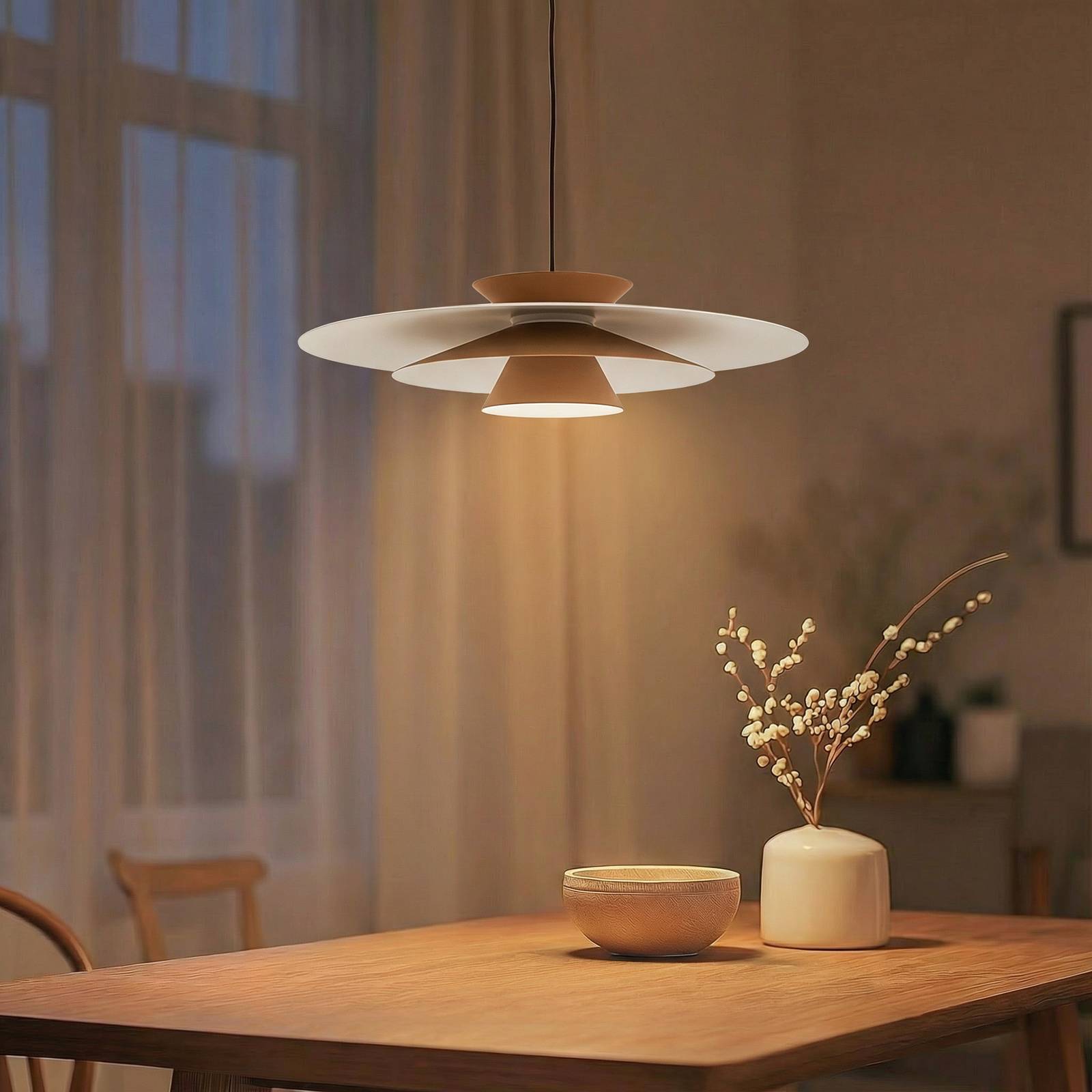 Lucande LED hanglamp Livie, beige, aluminium, Ø 50 cm