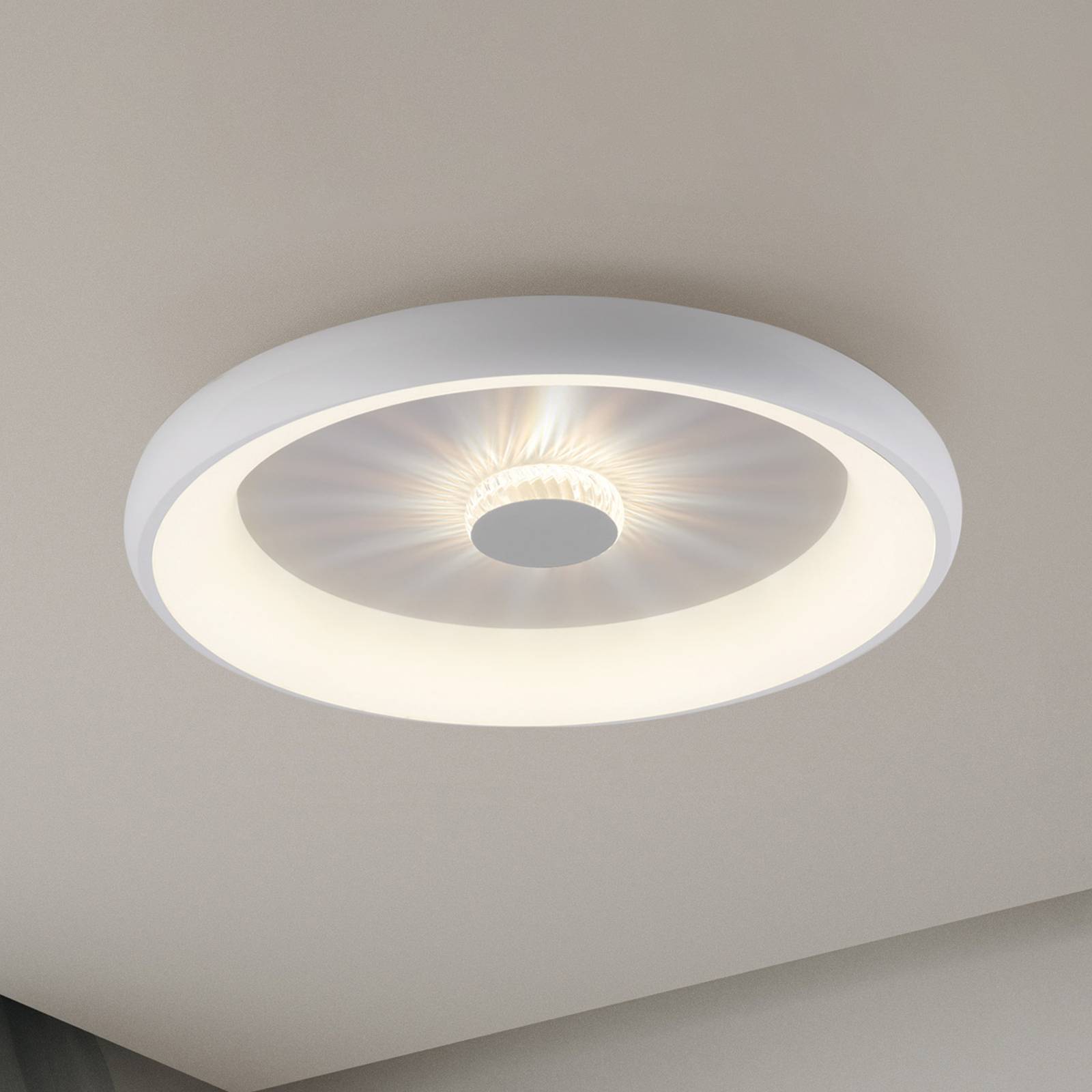 JUST LIGHT. Plafonnier LED Vertigo CCT Ø 61,5 cm blanc