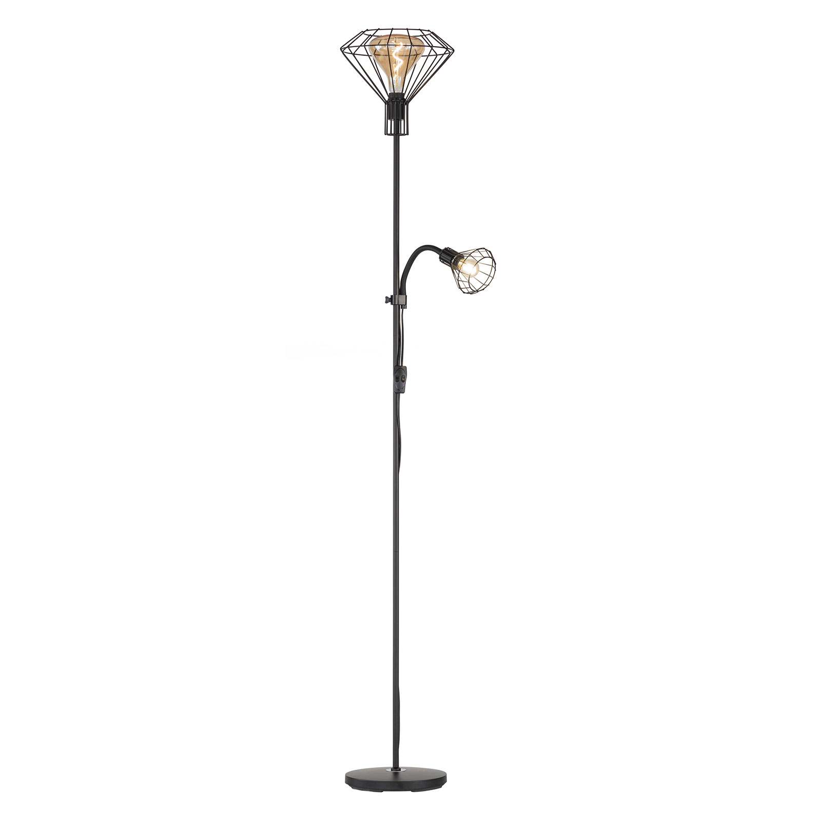 Fischer & Honsel Stev floor lamp made of metal with reading, for Living / Dining Room, metal, E27, 100 W, energy efficiency: A++, H: 186 cm