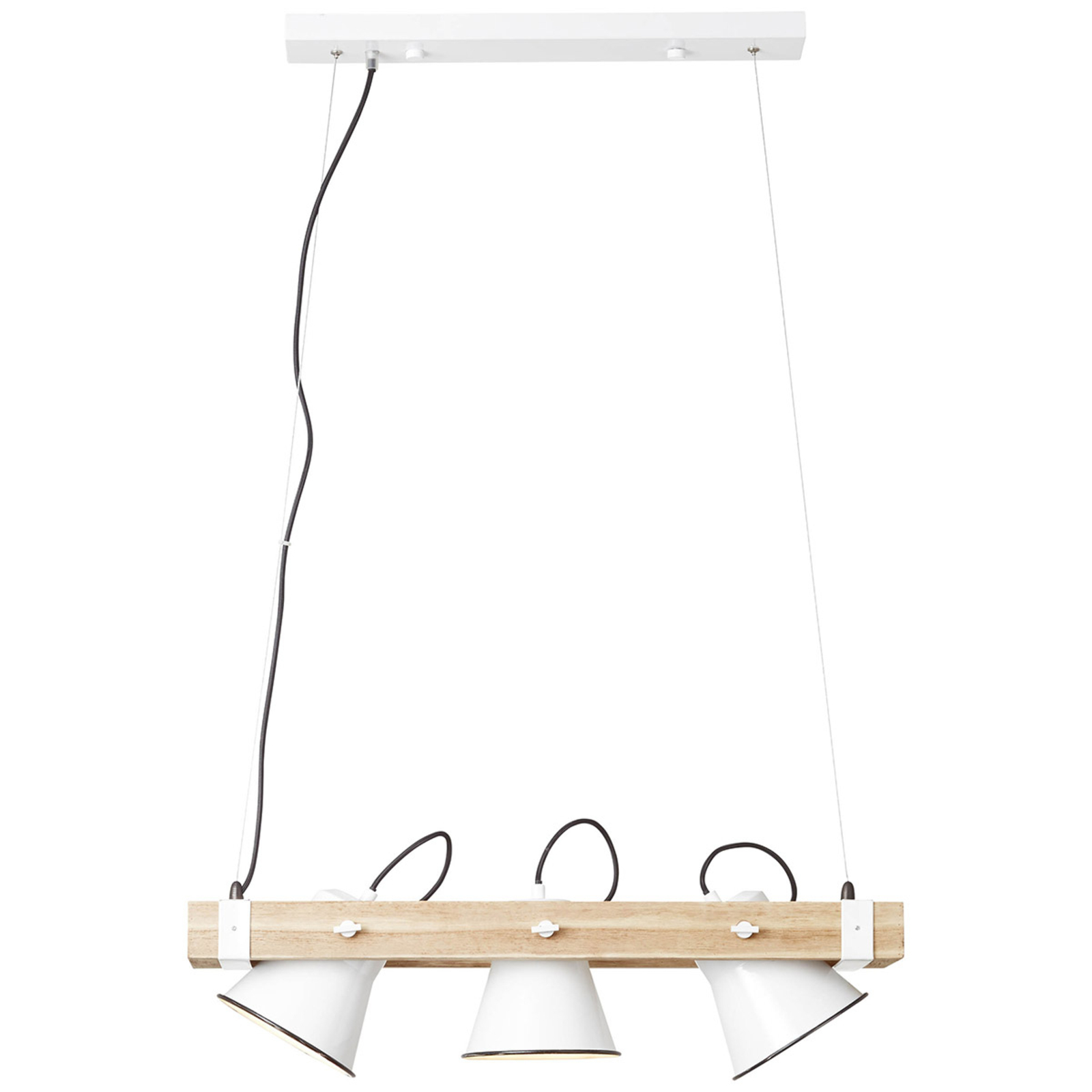 Plow pendant light 3-bulb, white light wood