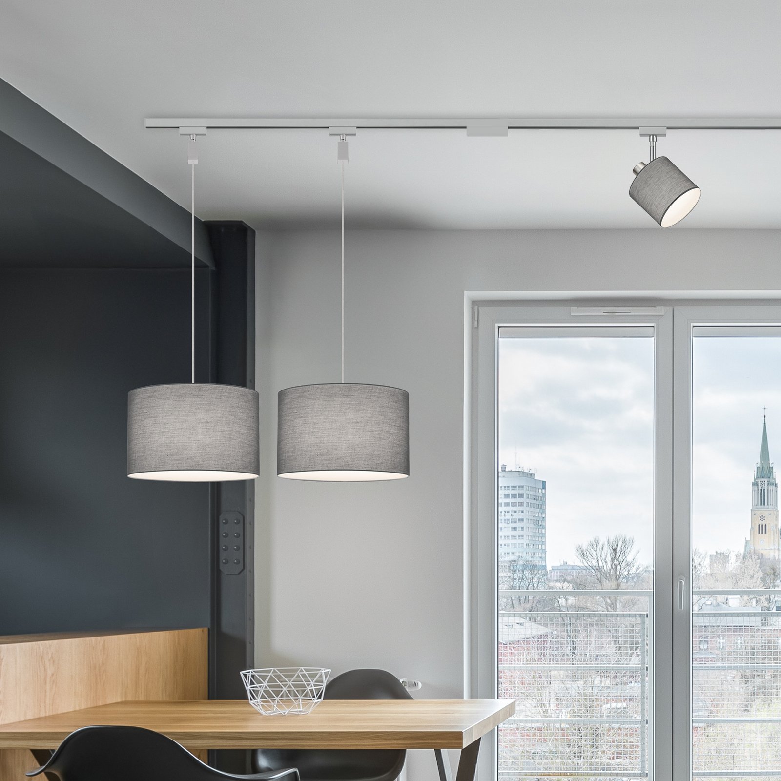 Schienenset DUOline Hotel/Tommy, titan, 4 m, 7-flg., E27/E14