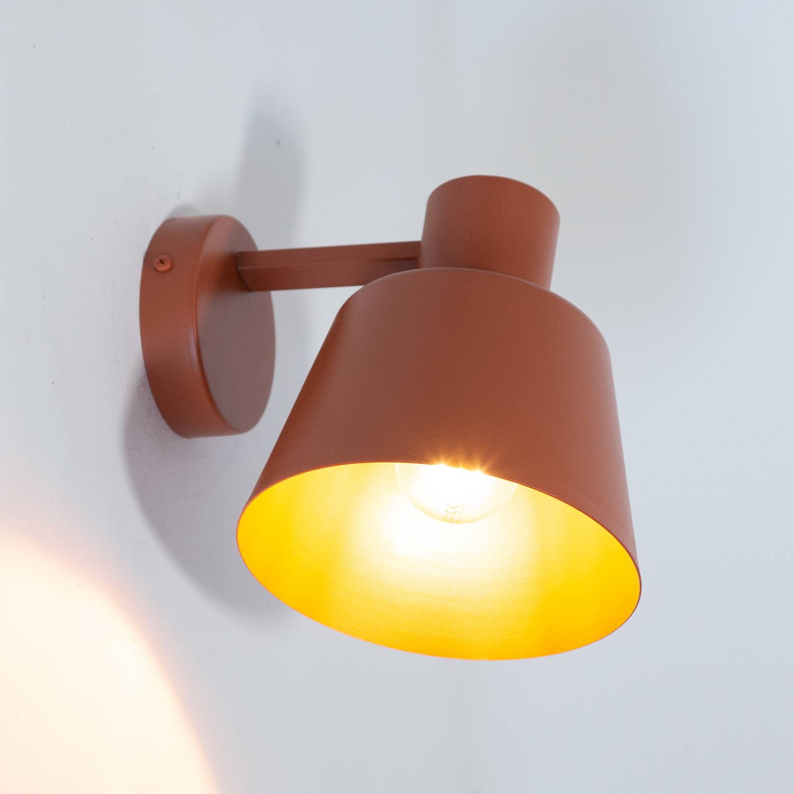 Wandleuchte Dunka, ziegelrot, 1-flammig, Stahl, Höhe 17 cm günstig online kaufen