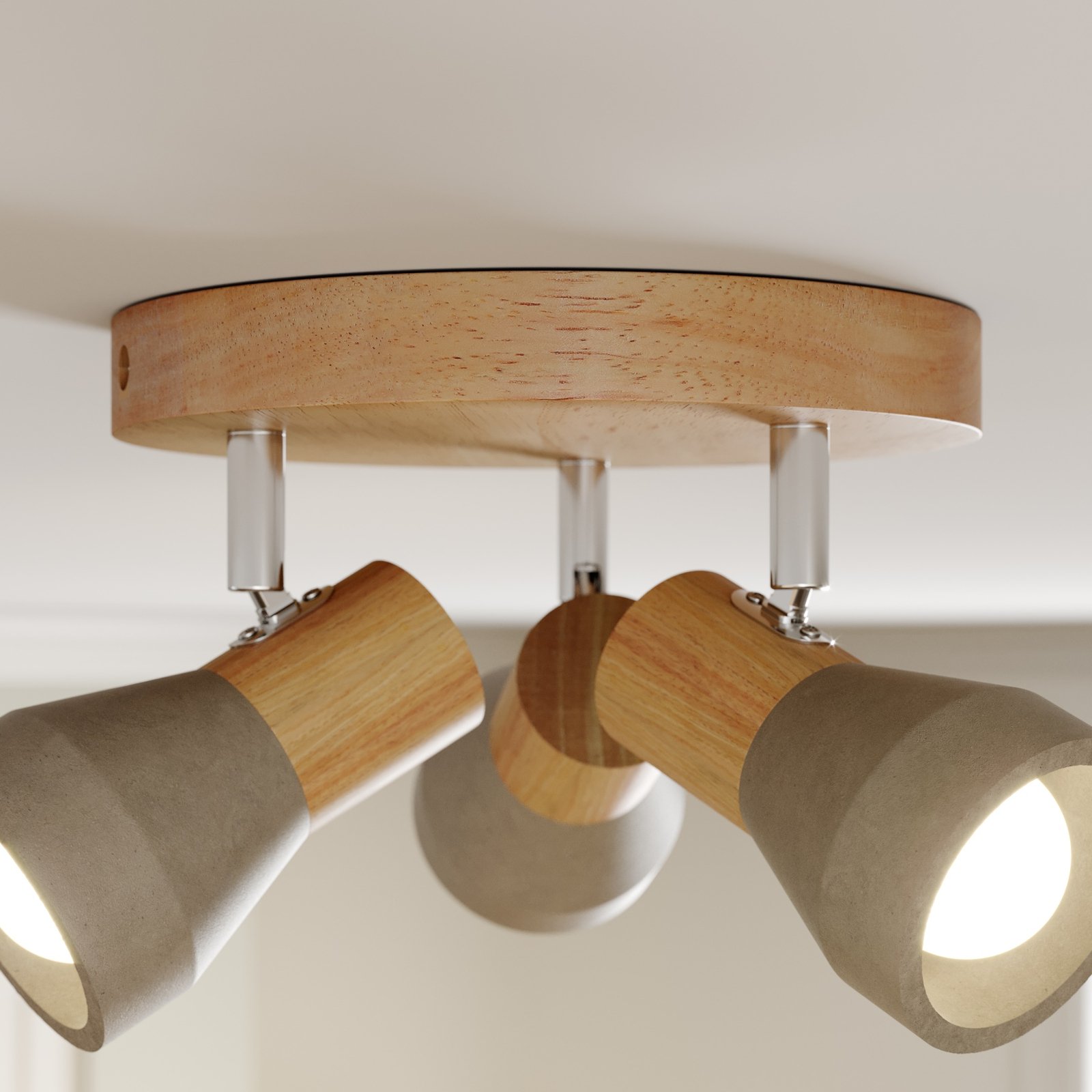 Filiz Round Taklampe Concrete/Wood - Lindby