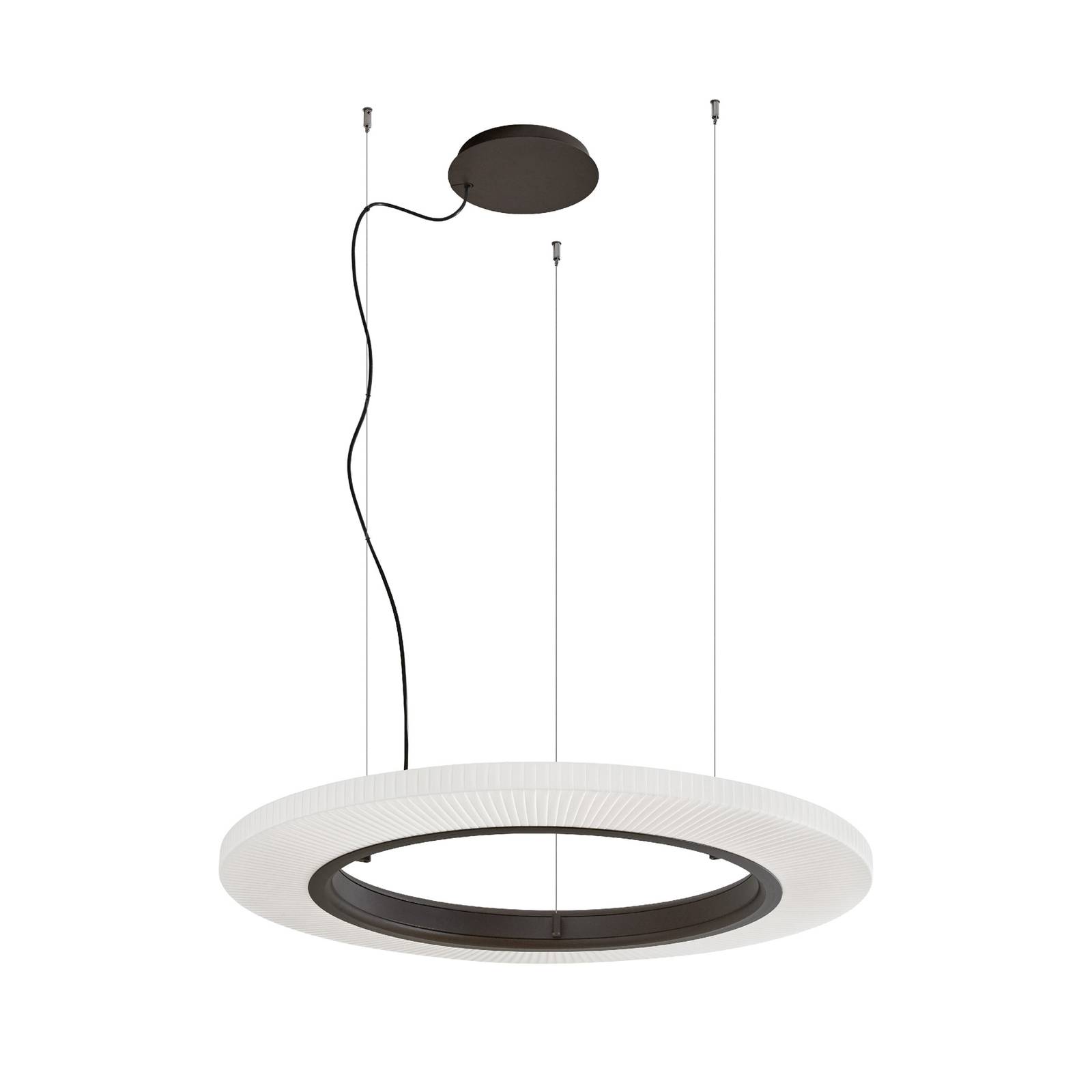 Bover LED-Hängelampe Roda S/90, braun/weiß, Ø 90 cm, TRIAC günstig online kaufen