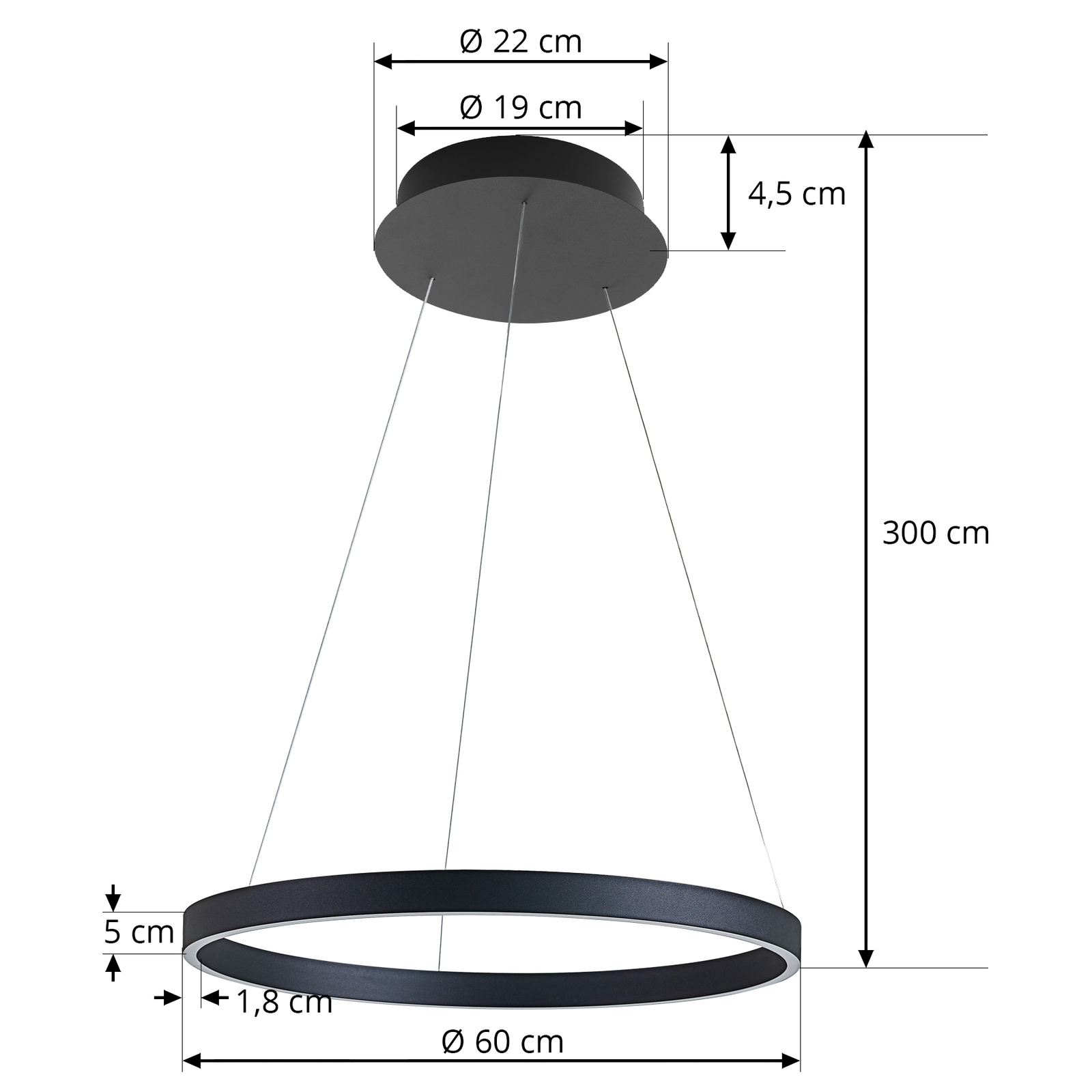 Arcchio Answin LED-Hängeleuchte 52,8 W schwarz