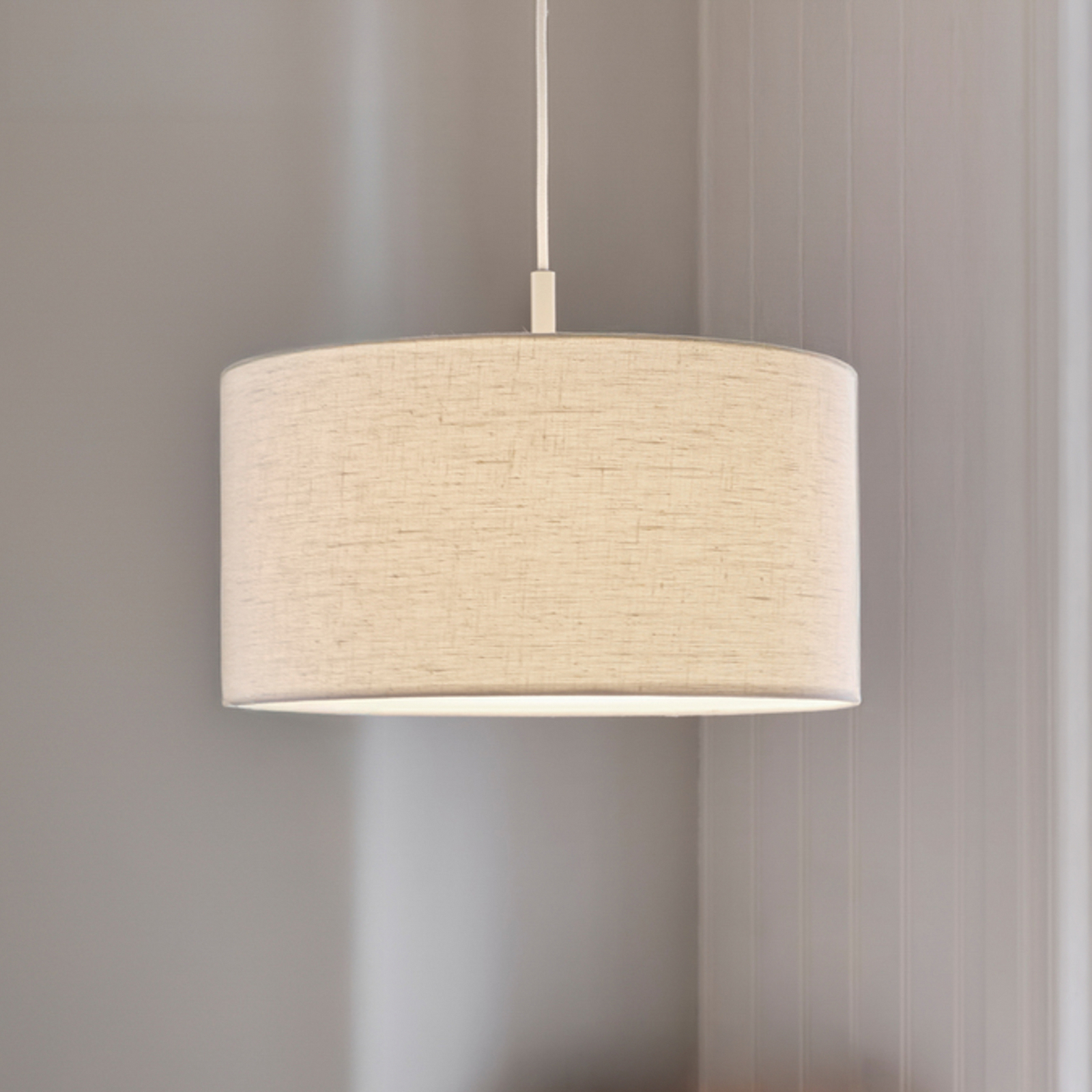 Lampada a sospensione Soft, Ø 44 cm, bianco/sabbia, lino - Belid
