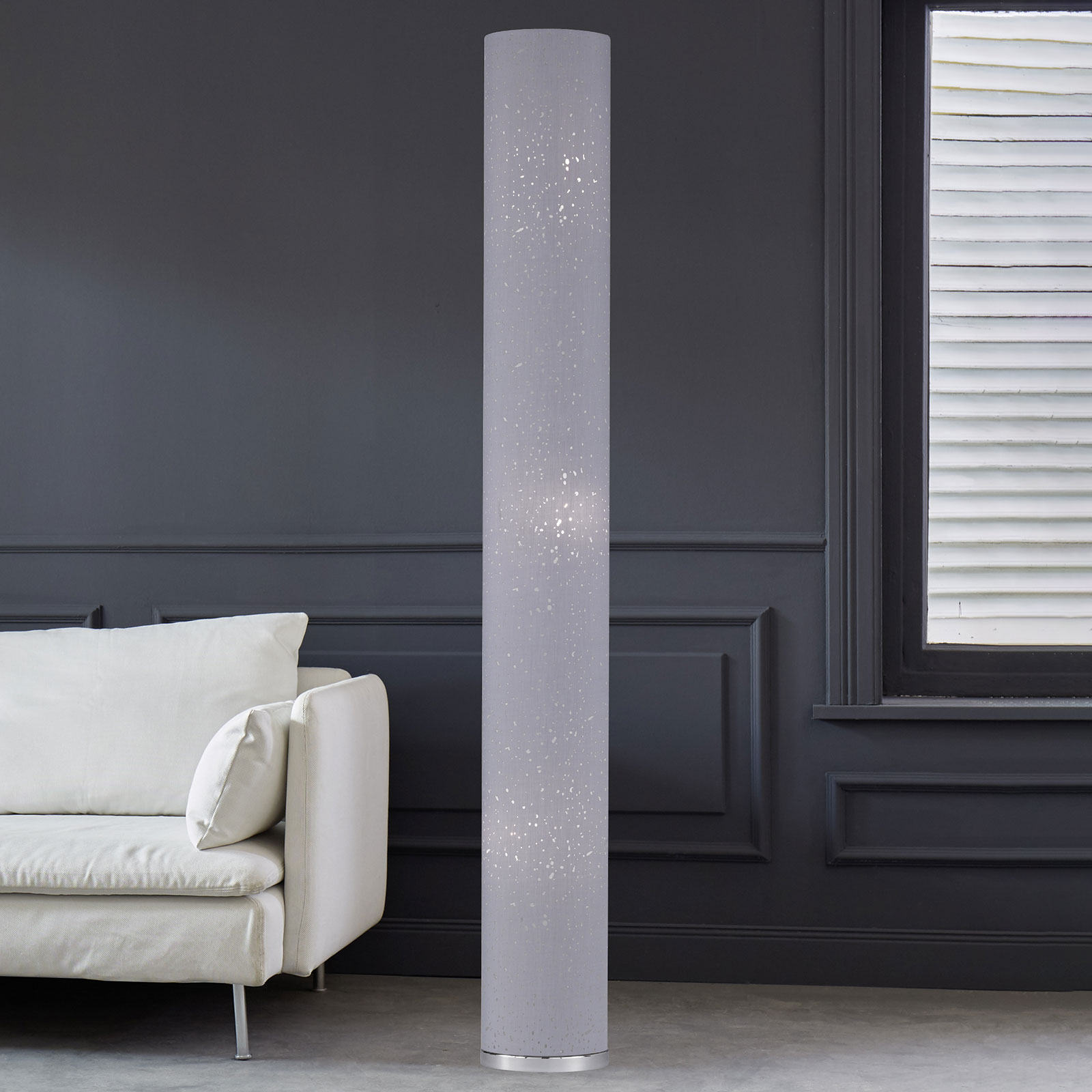 Fischer & Honsel Thor floor lamp 156 cm in grey, for Living / Dining Room, metal, fabric, E14, 30 W, energy efficiency: A++, H: 156 cm