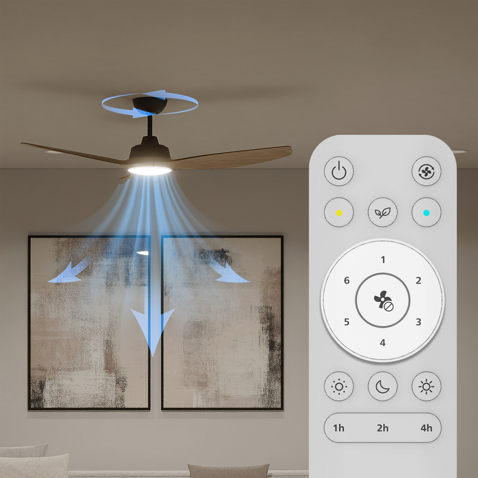 Wentylator LED Philips Olas, średnica 132 cm, brązowo-czarny, CCT