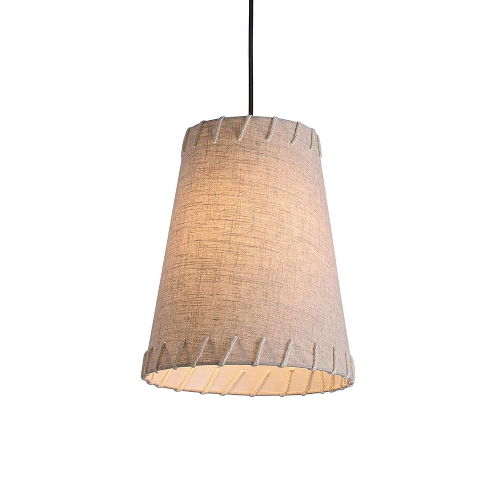 Viokef Timor hanging light, fabric, beige, for Living / Dining Room, fabric, steel, E27, 60 W, energy efficiency: A++