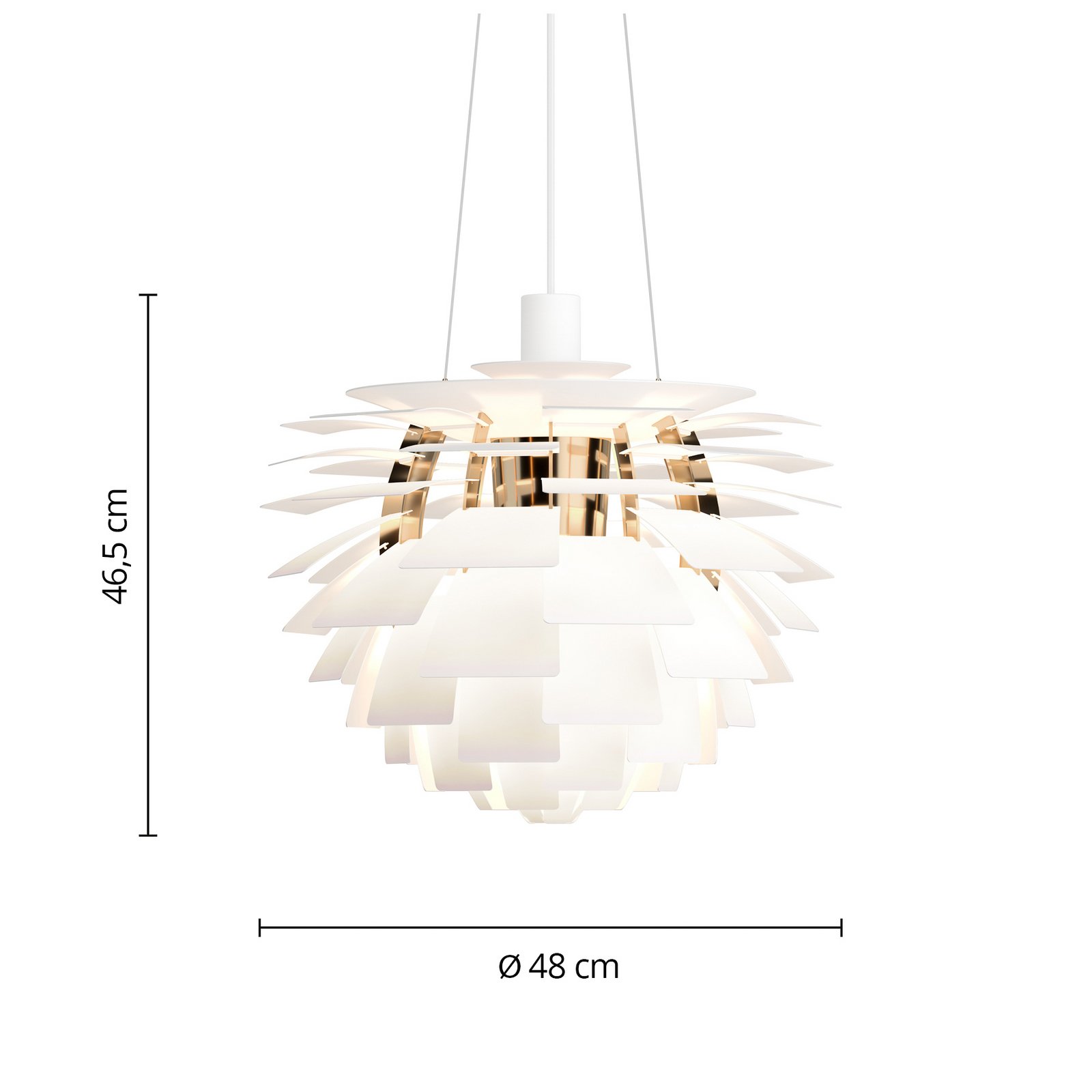 PH Artichoke Hängelampe weiß/messing 48 cm - Louis Poulsen PH Artichoke Hängelampe weiß/messing 48 cm - Louis Poulsen