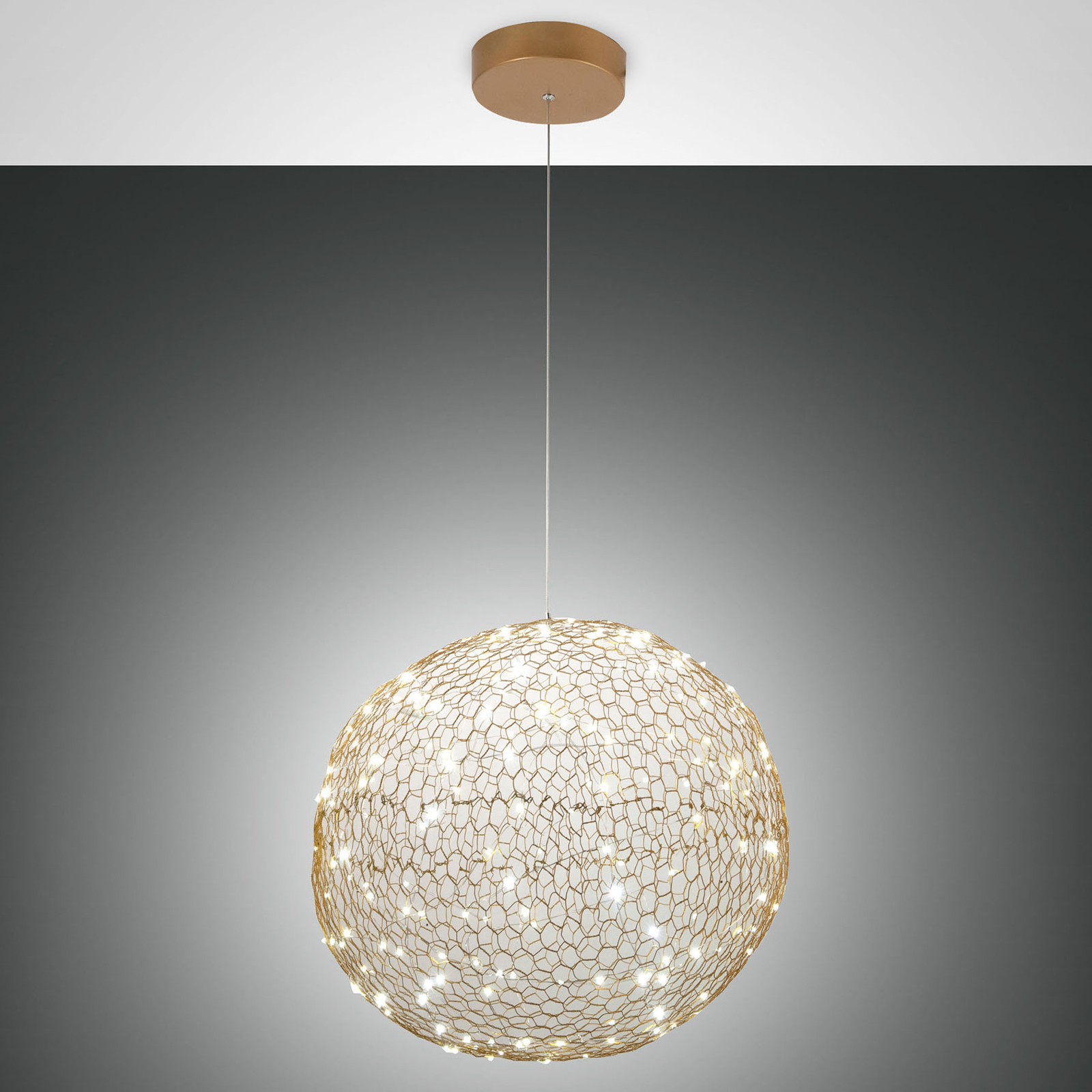 LED viseče svetilo Sumter, okroglo, zlata mat izvedba
