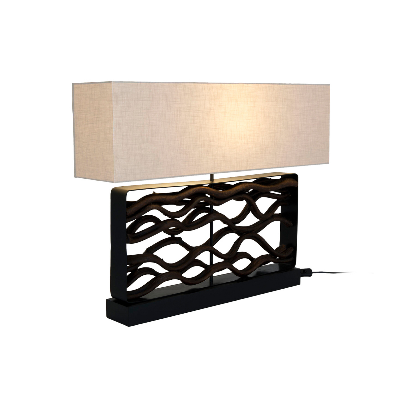Lampada da tavolo TREMITI NERO nero/beige, altezza 67 cm, legno/tessuto