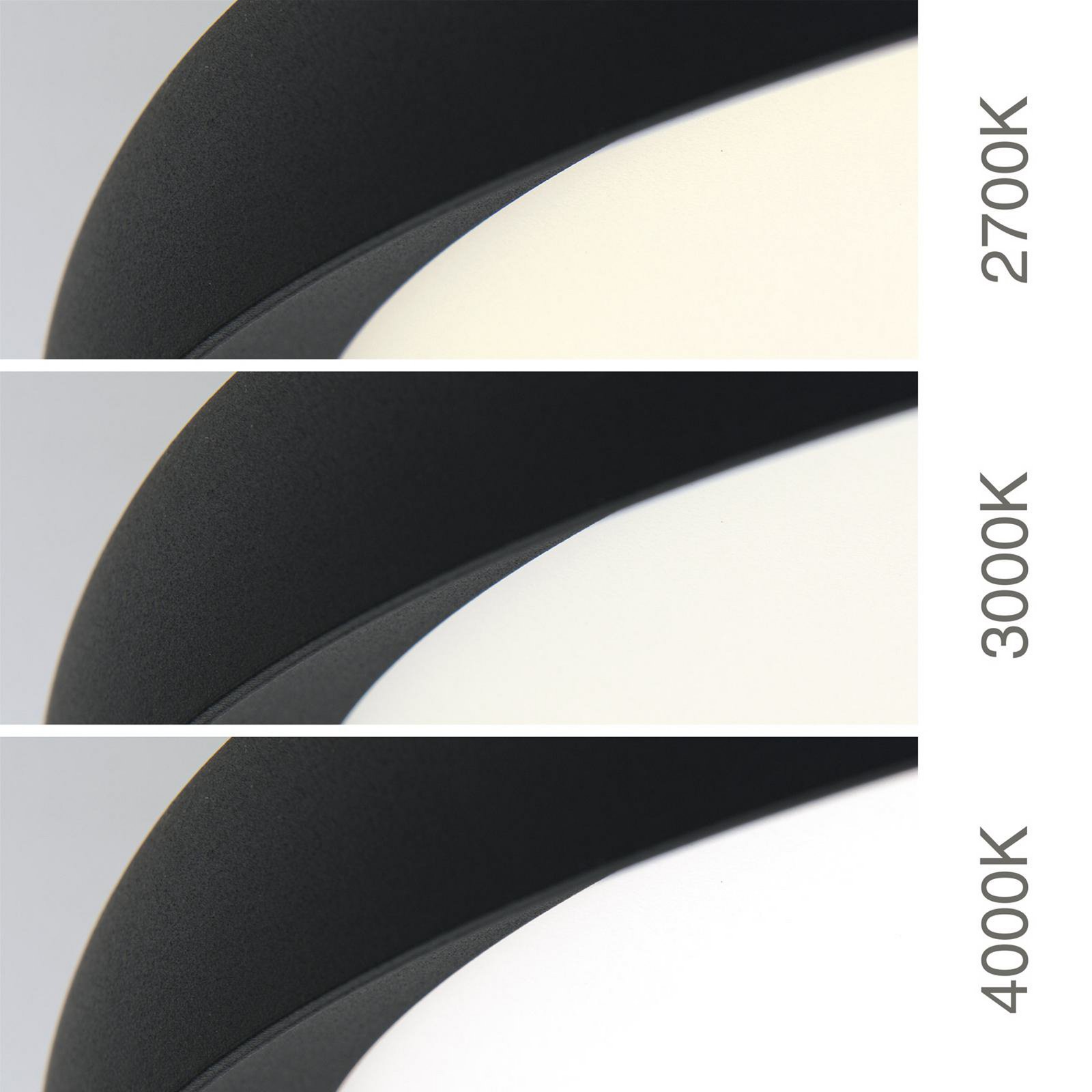 Candeeiro de teto LED Kant, Ø 60 cm preta, CCT metal/plástico