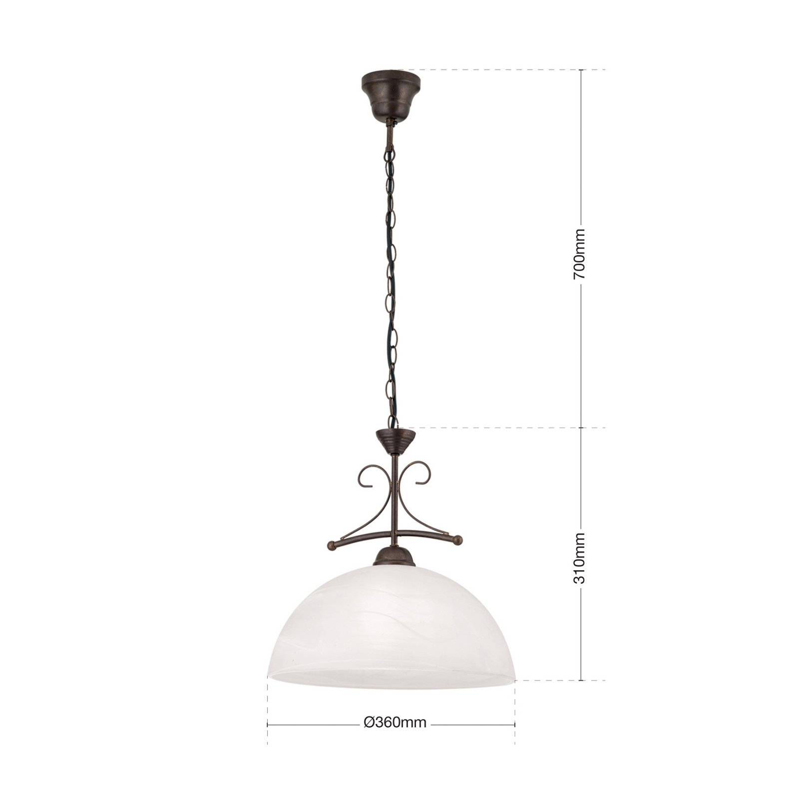 Hanglamp Marco met albastglas, 1-lamp