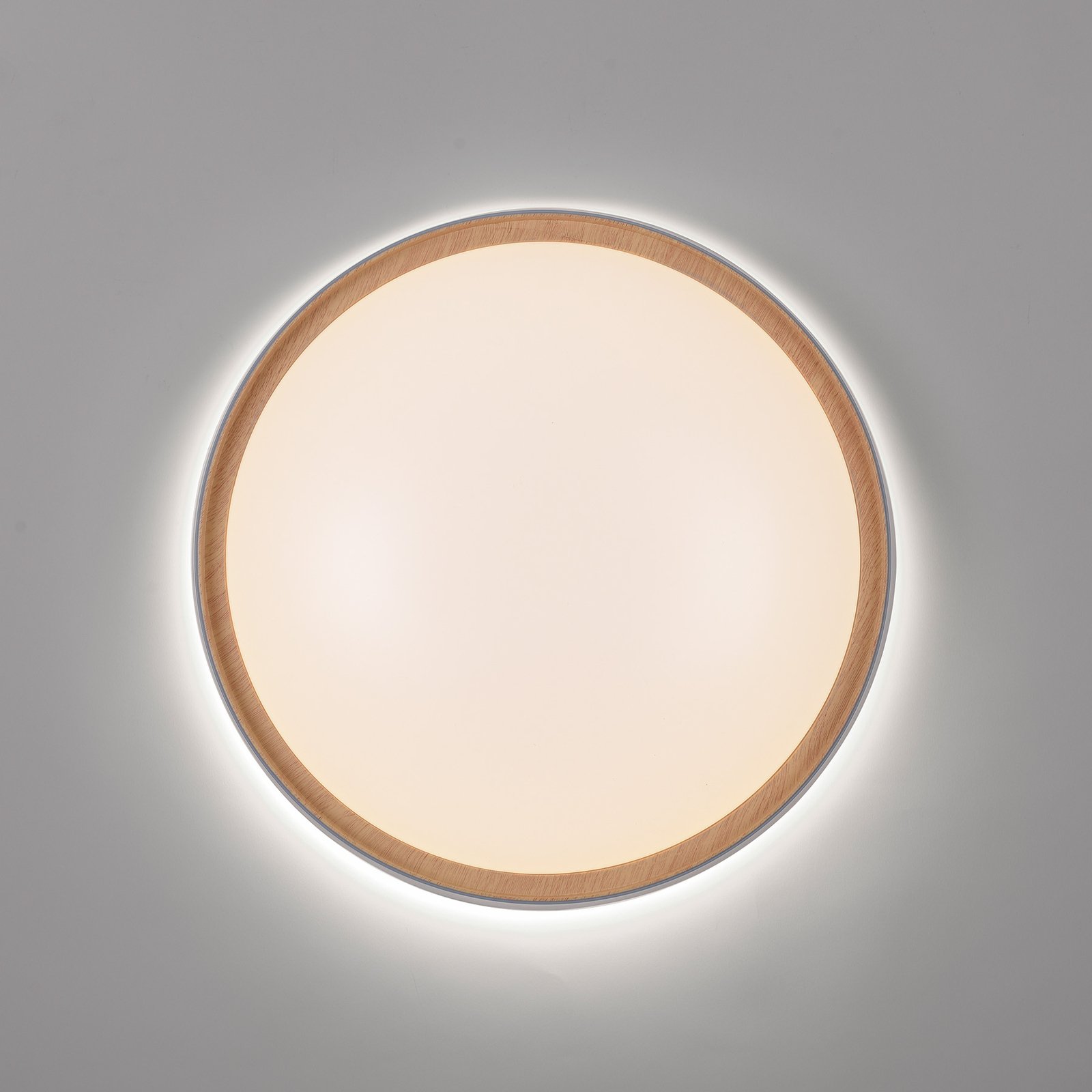 Paul Neuhaus Q-EMILIA LED-taklampe, grå/tre