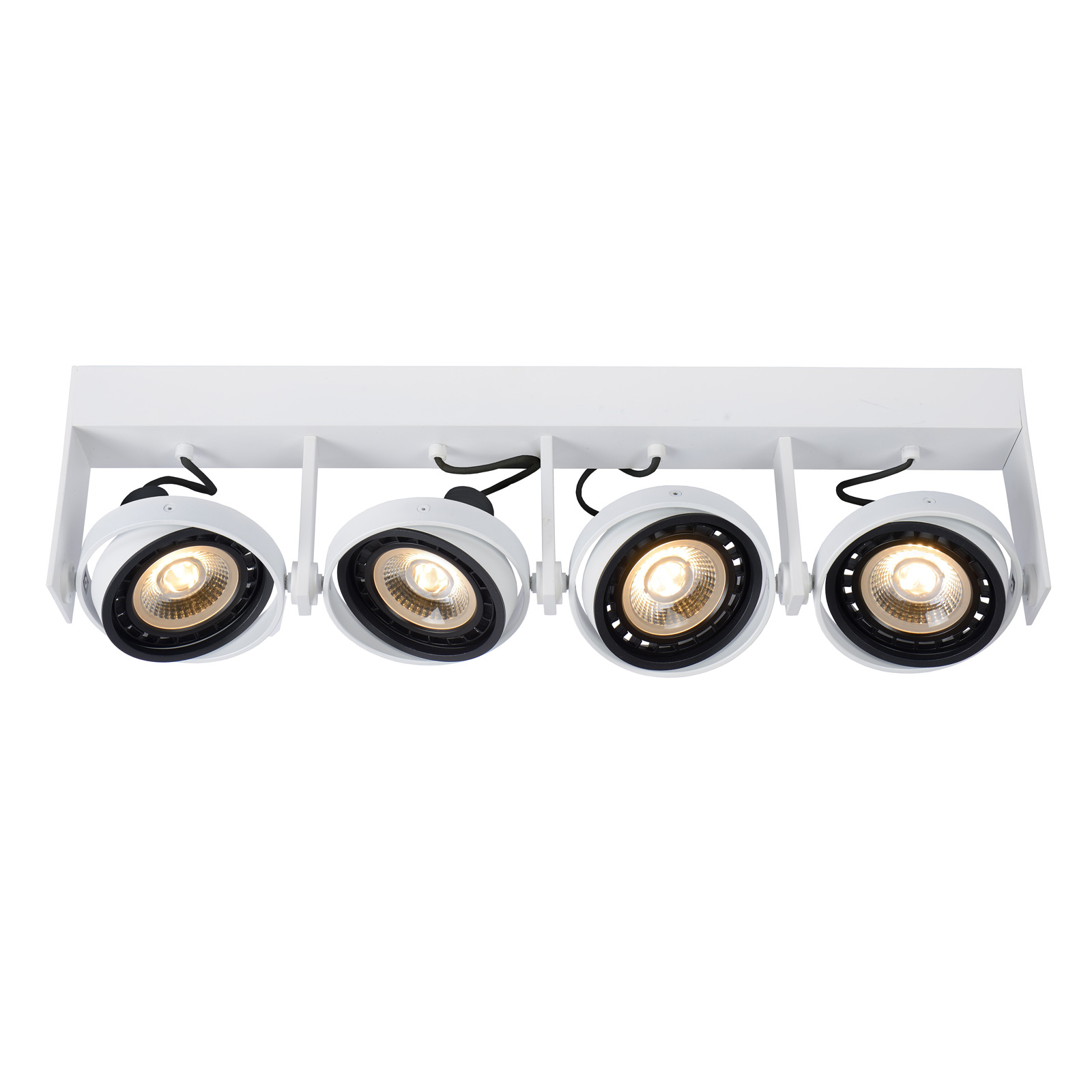 Lucide Griffon LED ceiling spotlight white, four-bulb, for Living / Dining Room, aluminium, GU10, 12 W, energy efficiency: A++, L: 64 cm, W: 6.5 cm, H: 16 cm