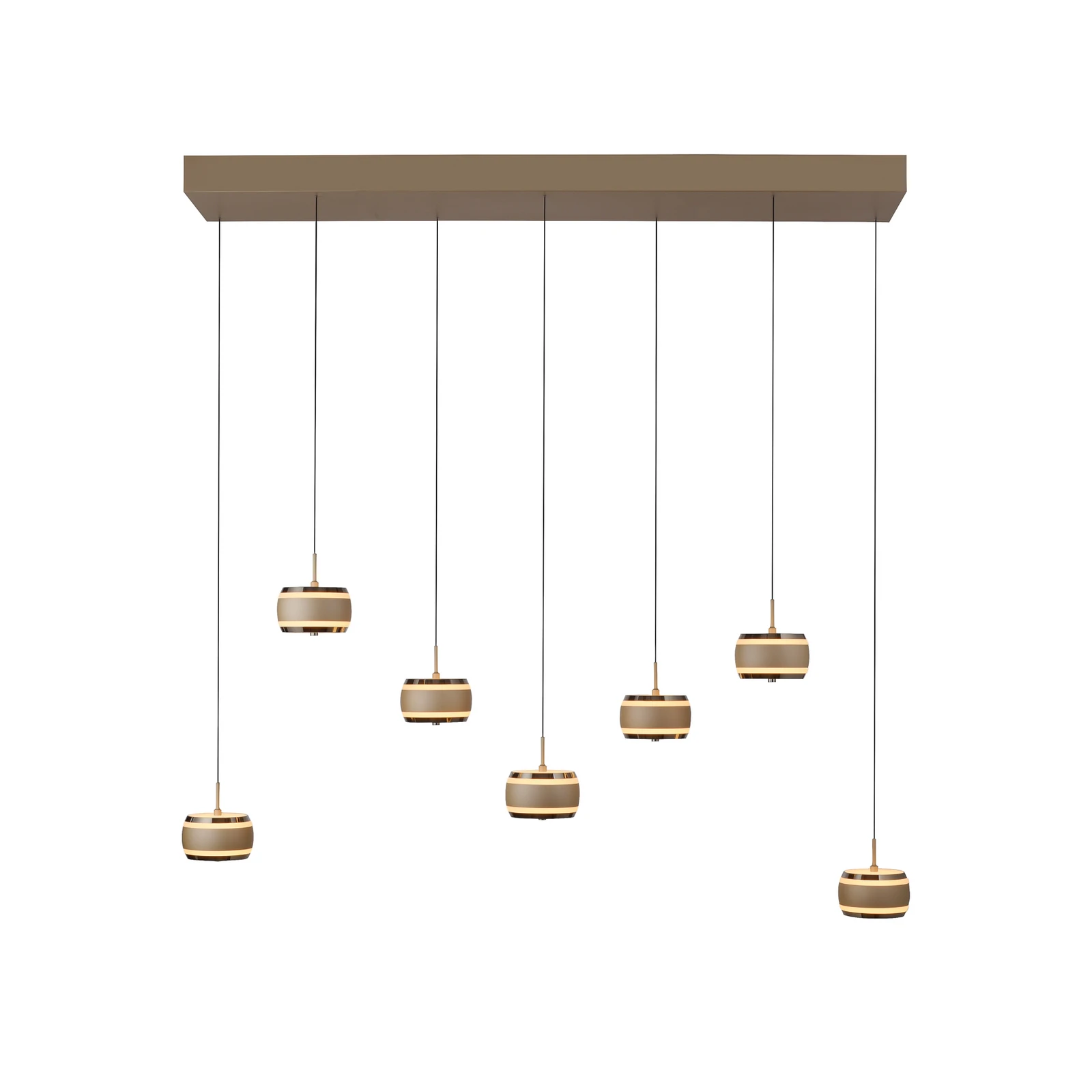 LED висяща лампа PURE Falling Rings, бронз, дължина 132 см, 7-лампова