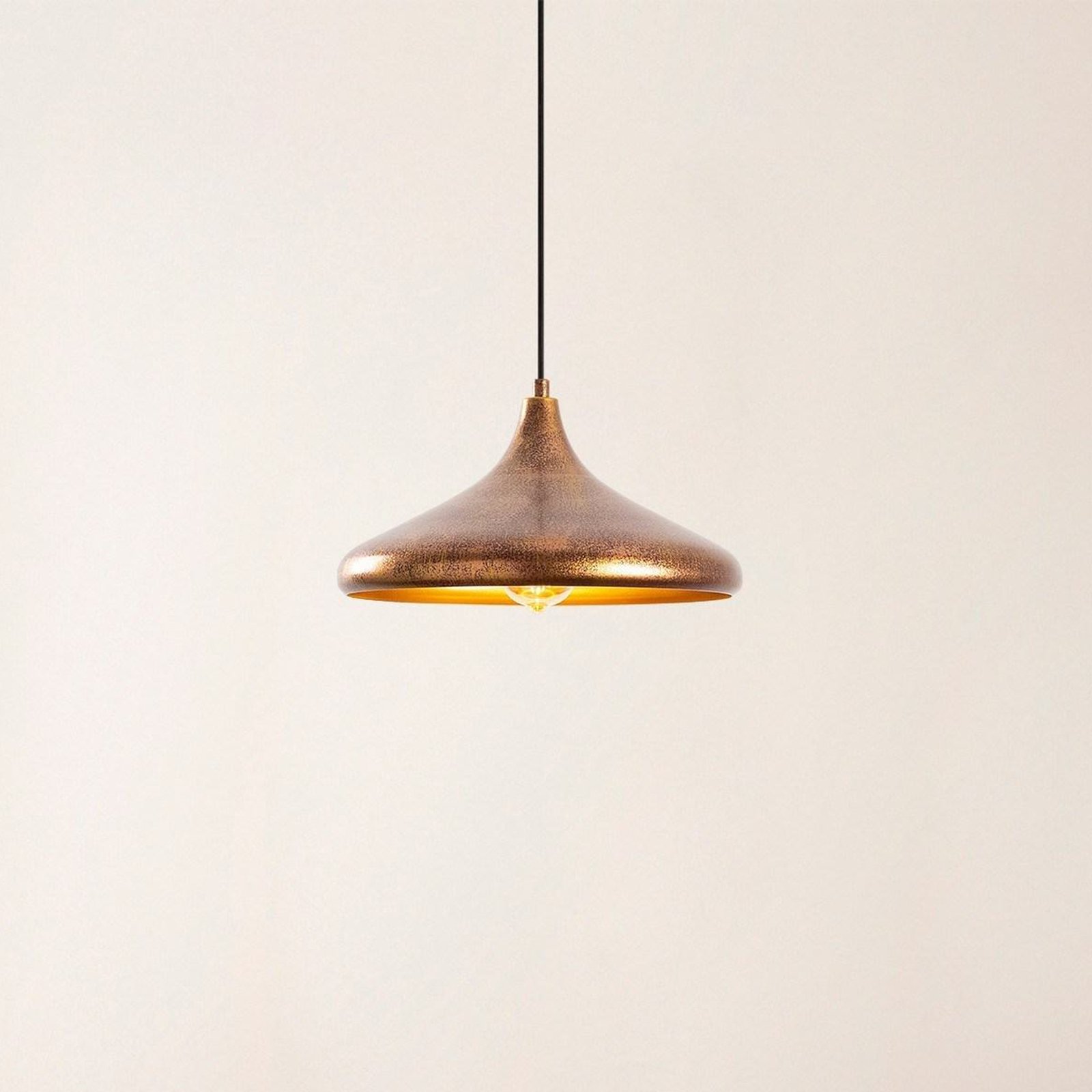 Hanglamp Barek 11545, brons gepolijst, metaal, Ø 34 cm