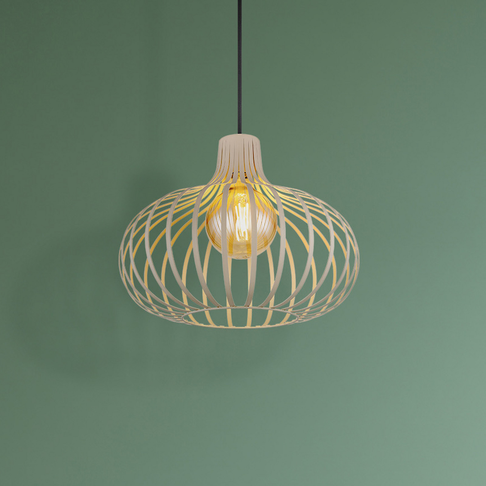Globo Lampă suspendată Mateo crem/nisk metal Ø 40 cm - Camera de zi / sufragerie - Scandinavă - culoarea nisipului crem