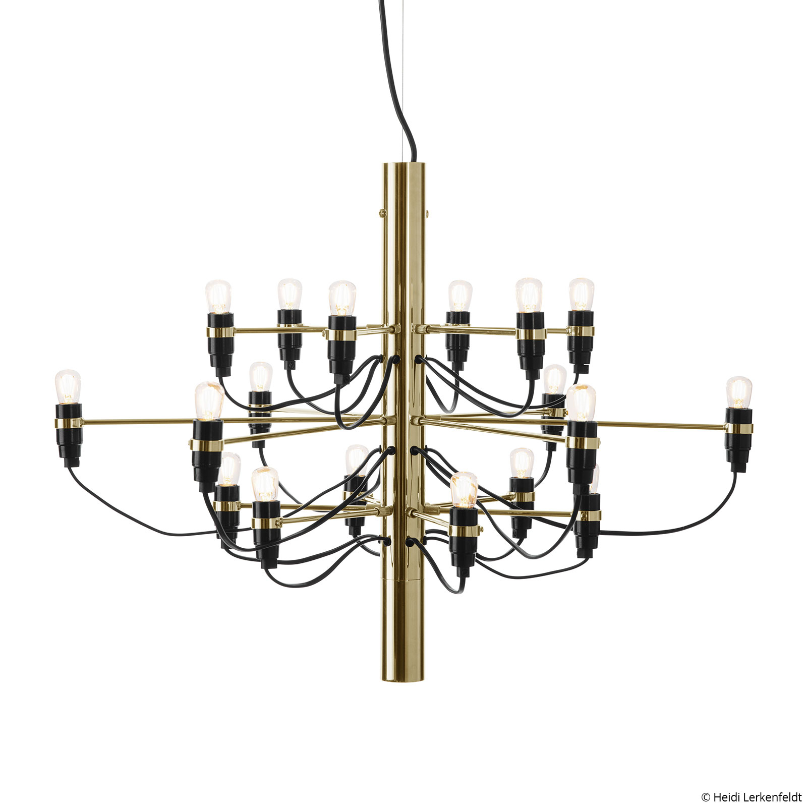 Flos FLOS 2097/18 chandelier LED frosted, brass, for Living / Dining Room, steel, brass, E14, 2.7 W, energy efficiency: A+, H: 51 cm