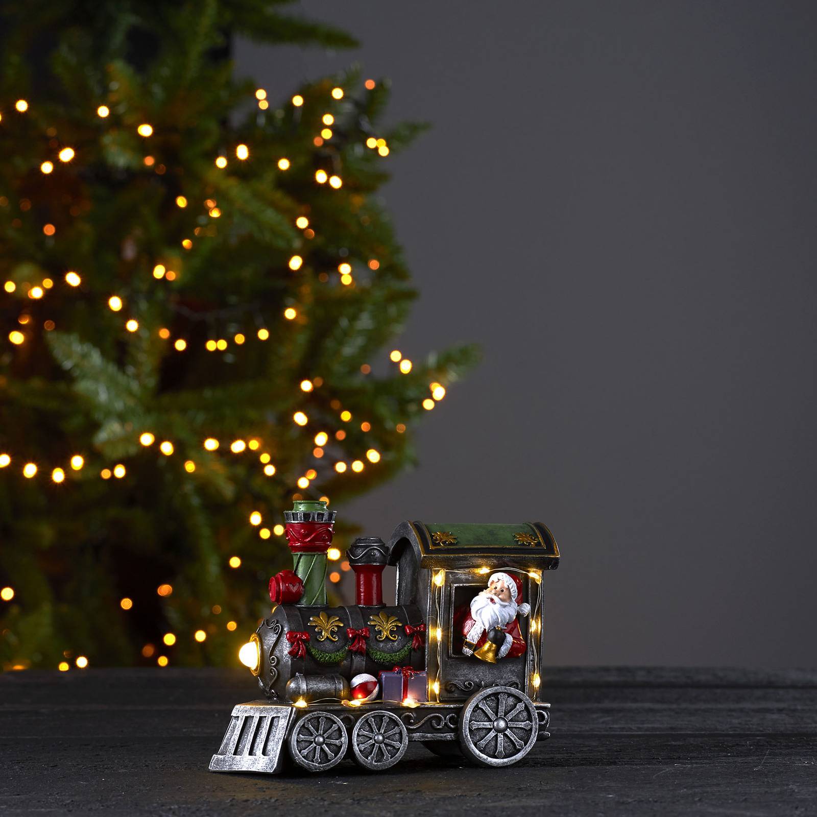 E-shop LED dekoratívne svetlo Loke, Santa Claus vo vlaku