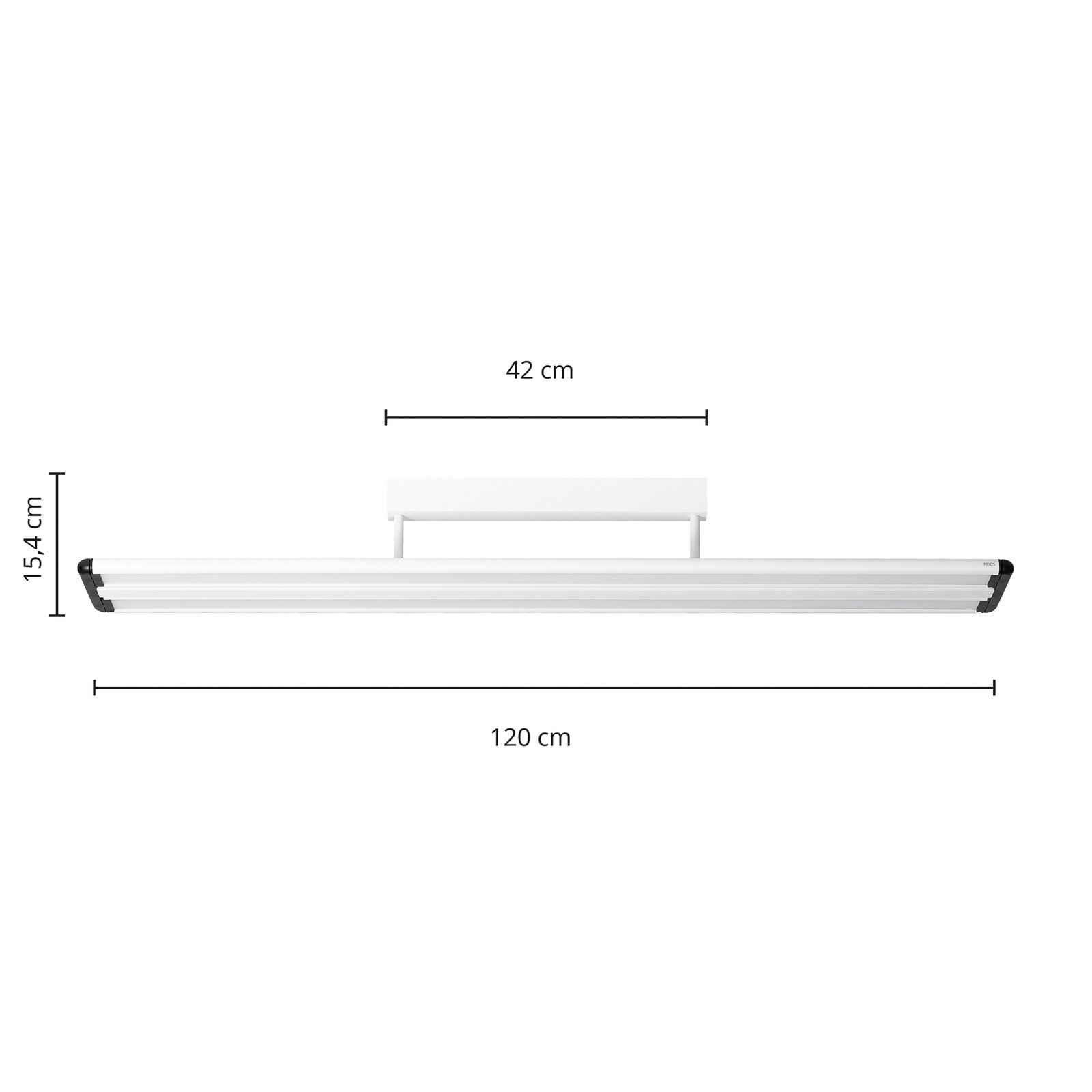 Prios Yuela LED-Deckenlampe, DALI, 120 cm, silber