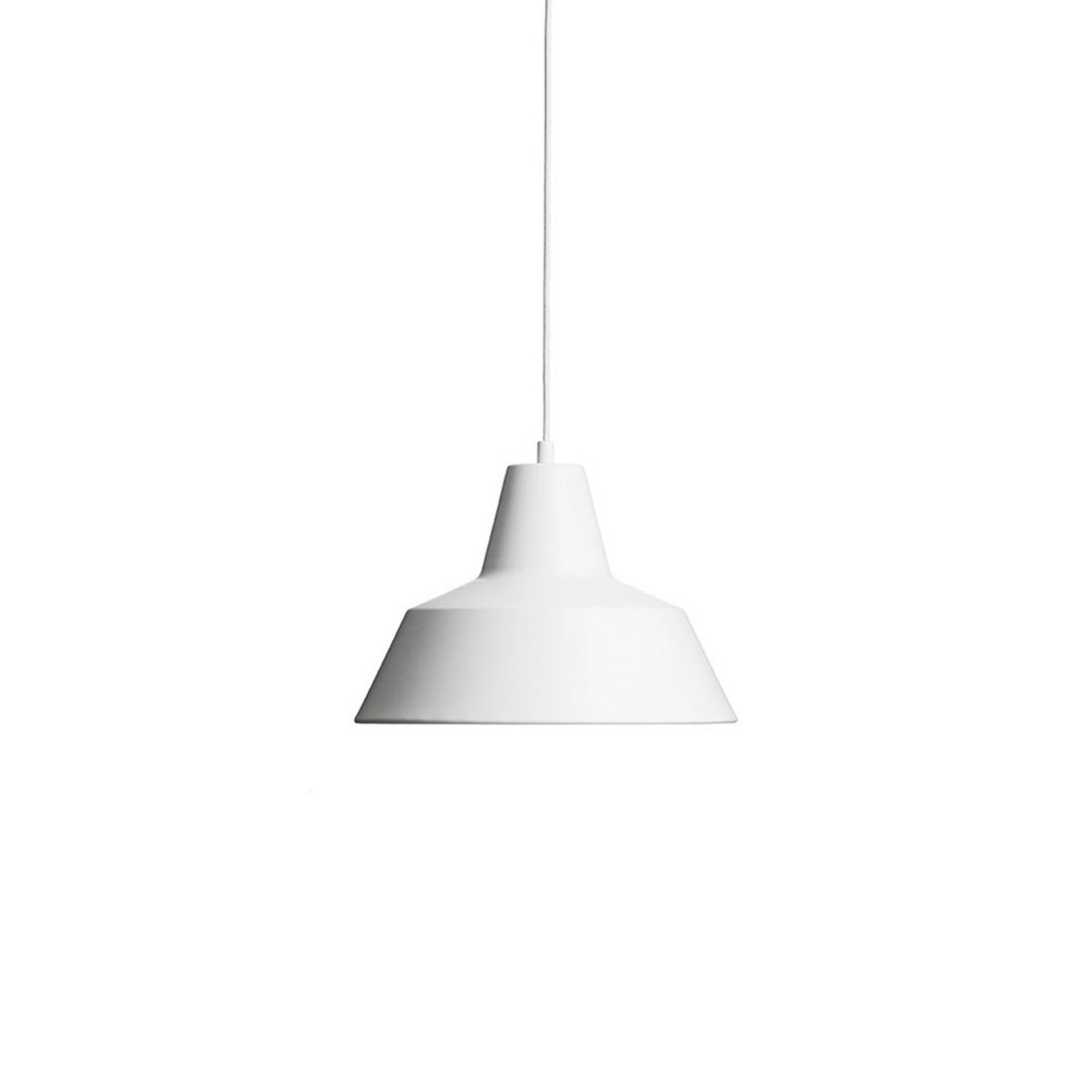 Workshop W3 pendellampa, mattvit, aluminium, E27 – Handgjord