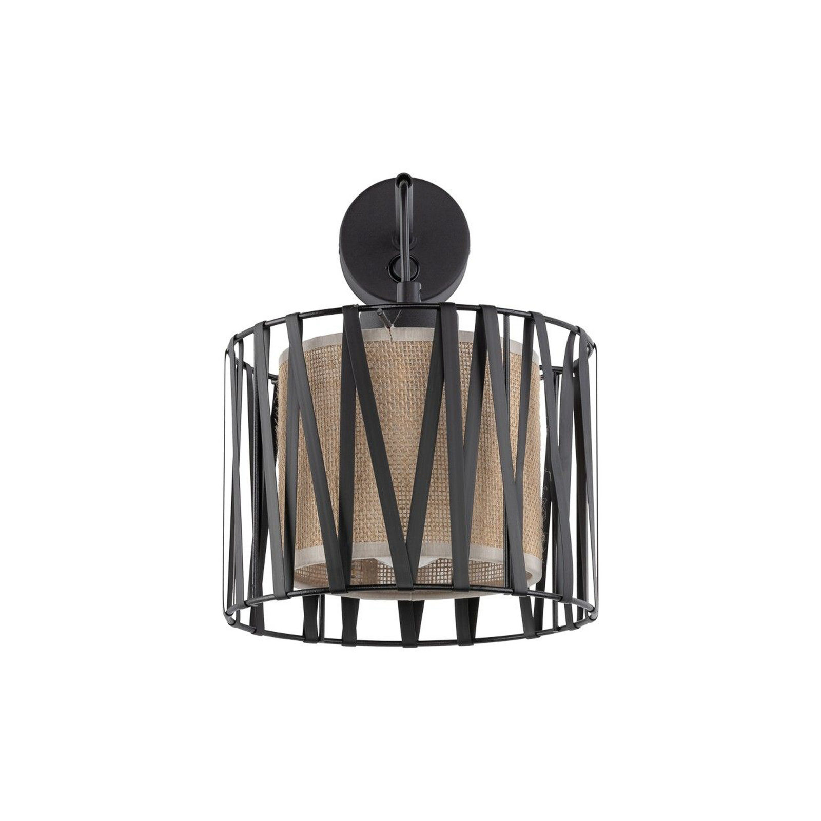 Harmony wall light, black, Jute Natur, with switch