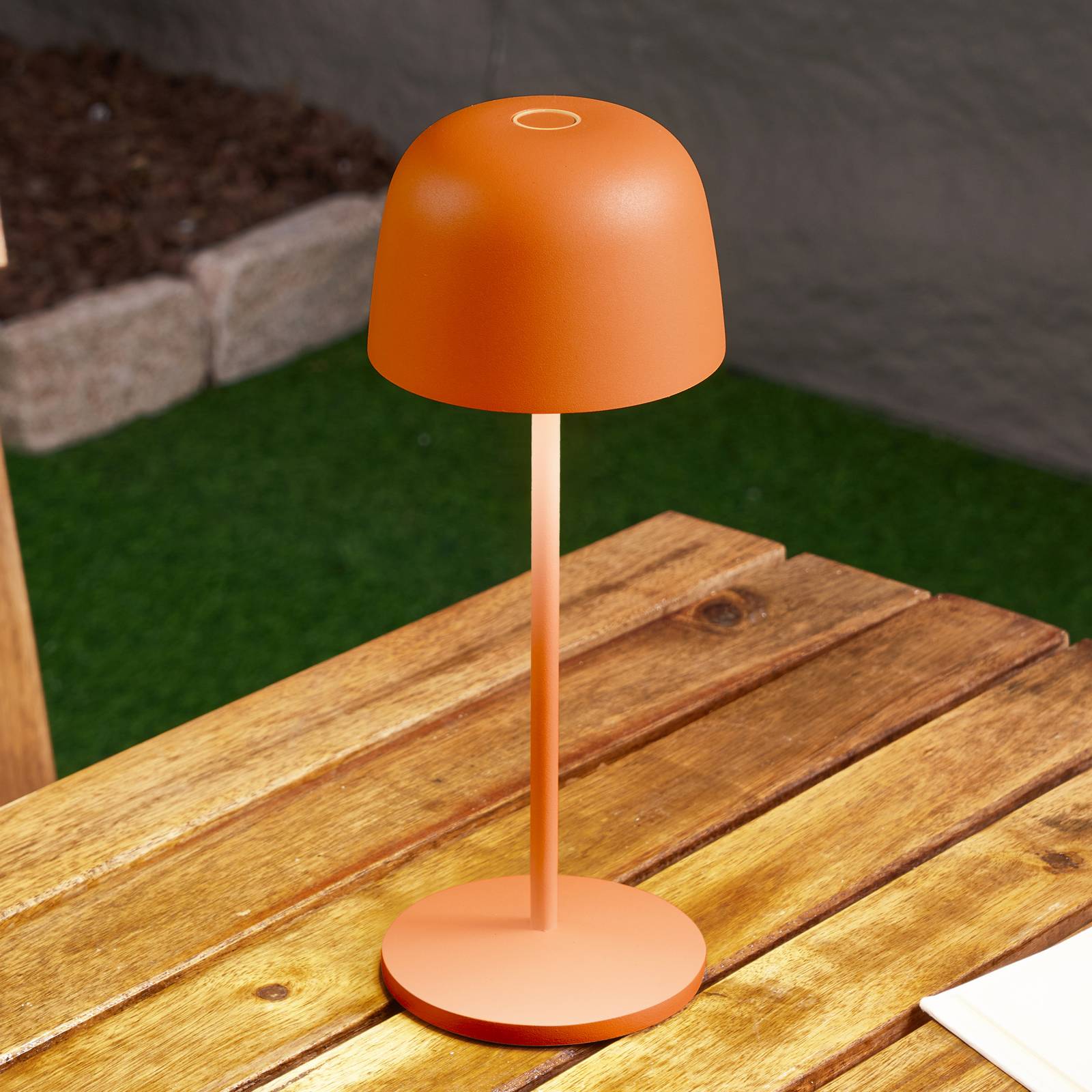 Lindby LED-Akku-Tischleuchte Arietty, orange, Alu,27cm, IP54 günstig online kaufen