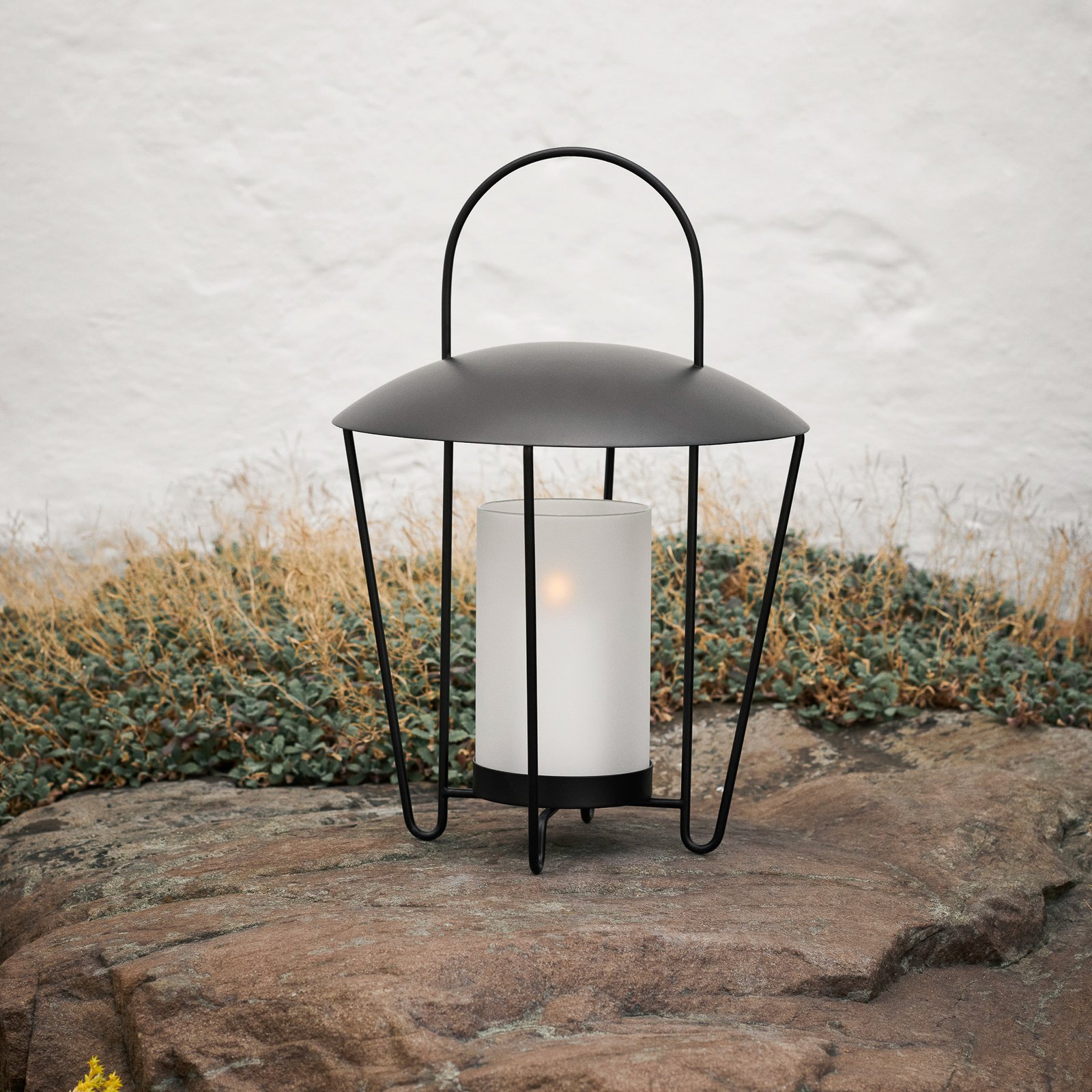 ferm LIVING Lantern Abri, black, stainless steel, glass, Ø 30 cm