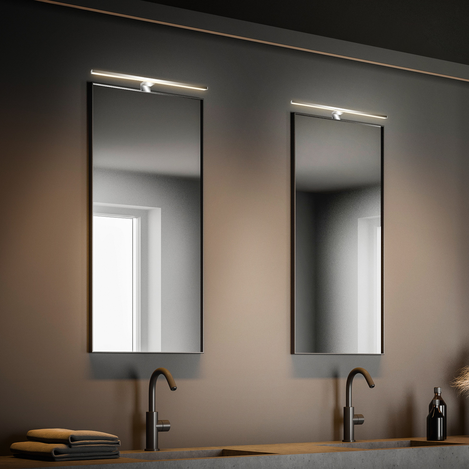 LED spoguļlampa Dun 2 in 1, hroms, IP44, garums 50 cm