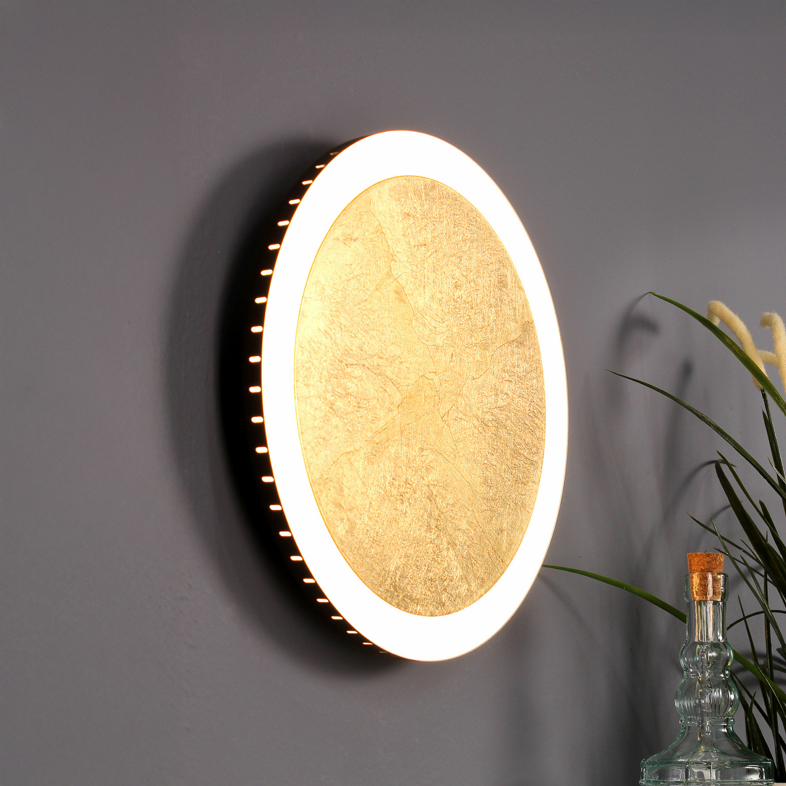 LED-Wandleuchte Moon Ø 40 cm, gold