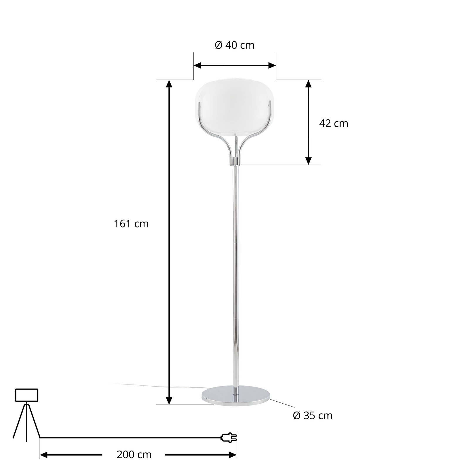 Christo-lattiavalaisin, korkeus 160 cm, kromi/valkoinen, lasi – Lucande Christo-lattiavalaisin, korkeus 160 cm, kromi/valkoinen, lasi – Lucande