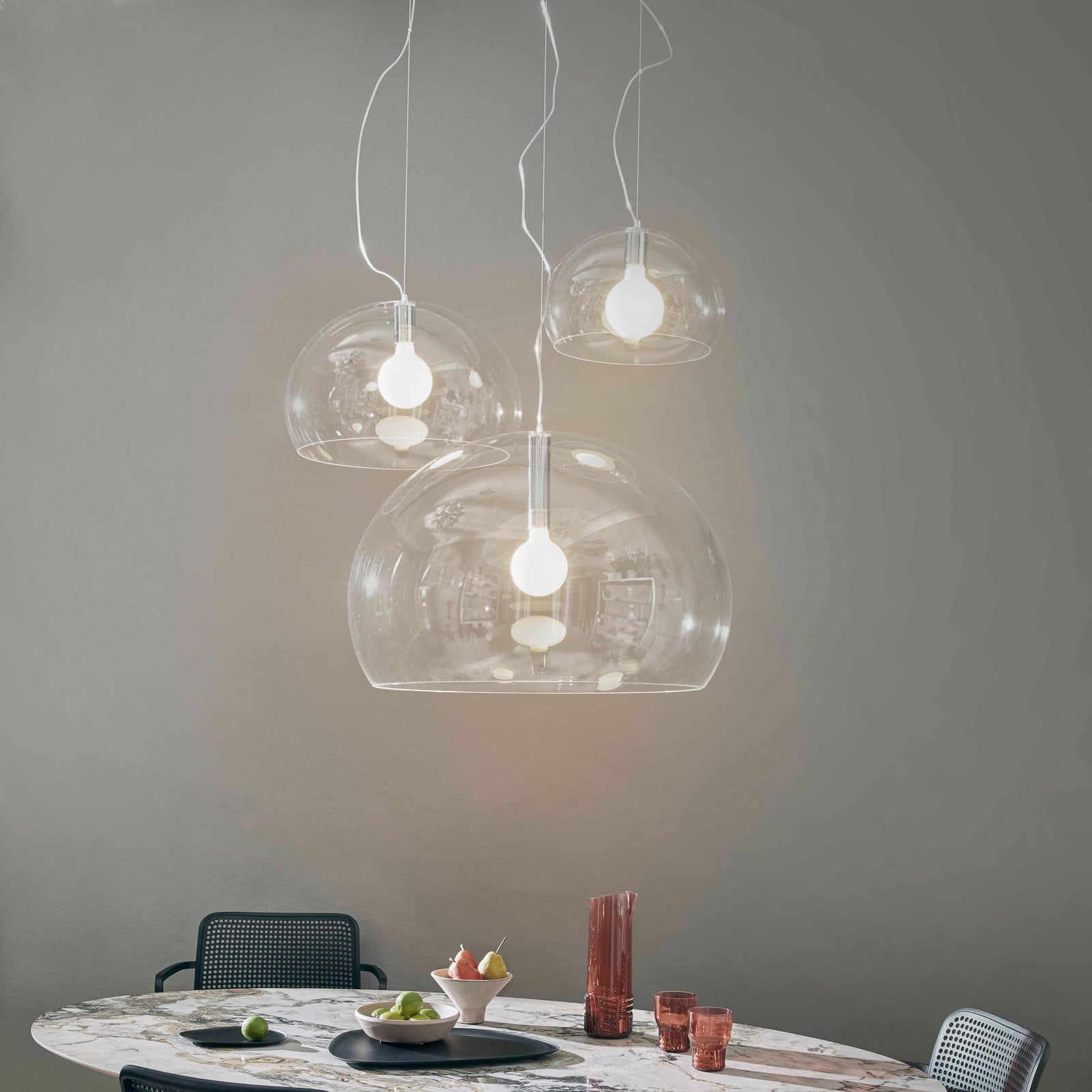 Kartell Small FL/Y lampă susp. LED transparent - Camera de zi / sufragerie - design - Plastic