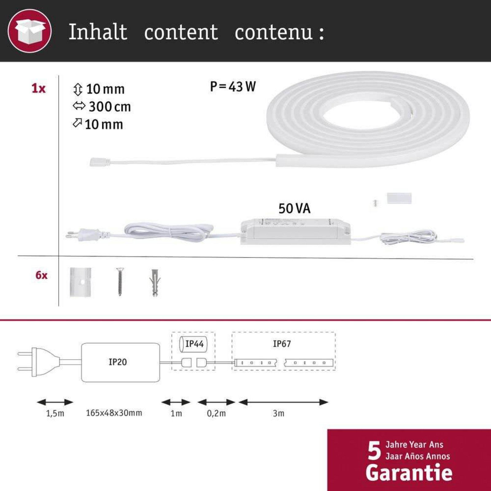 MaxLED Flow LED Strip 3m Basic Set White - Paulmann