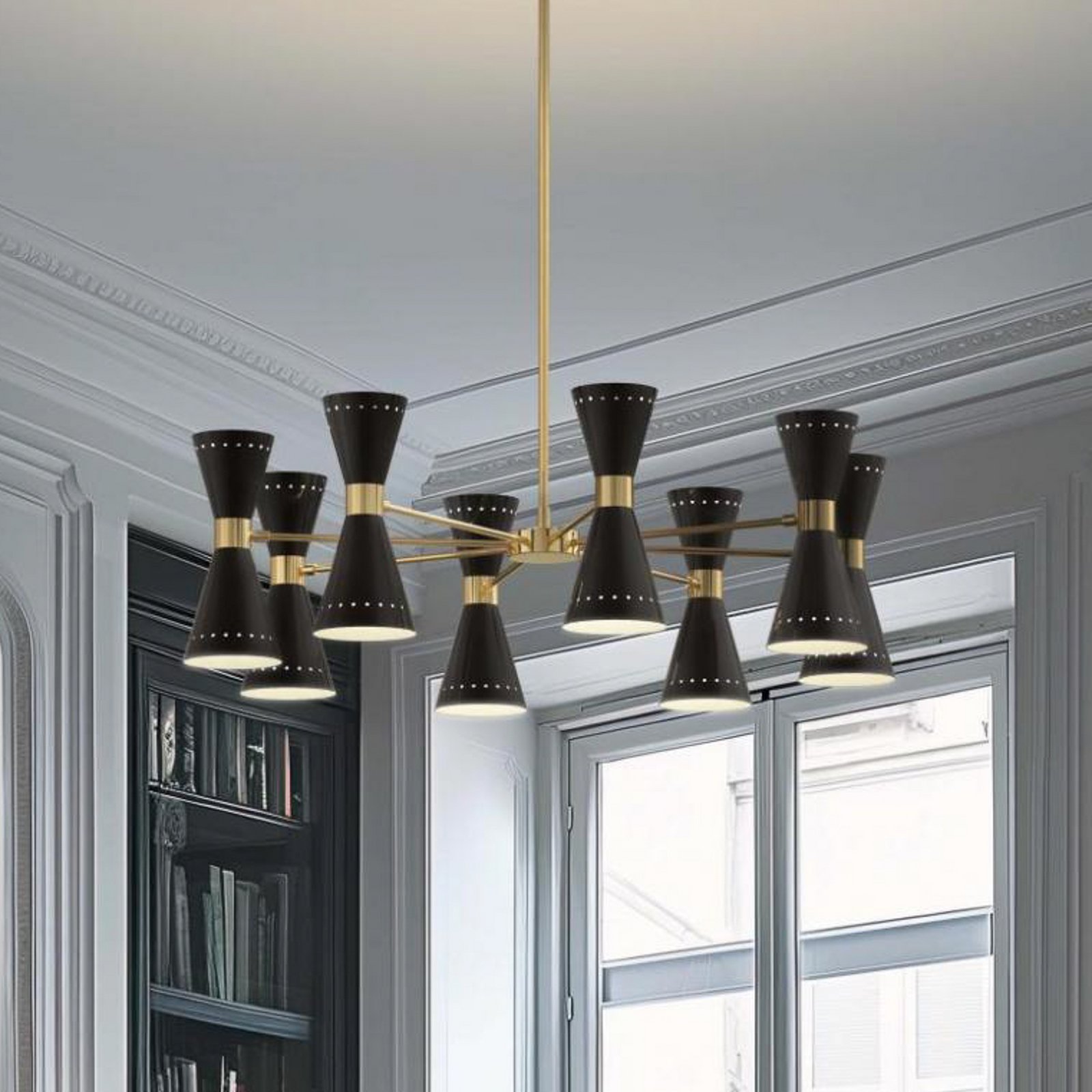 Megafono Pendellampe, schwarz, Ø 100 cm, 16-flg. - Stilnovo