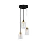 Glazen hanglamp Satipo, 3-lamps, transparant