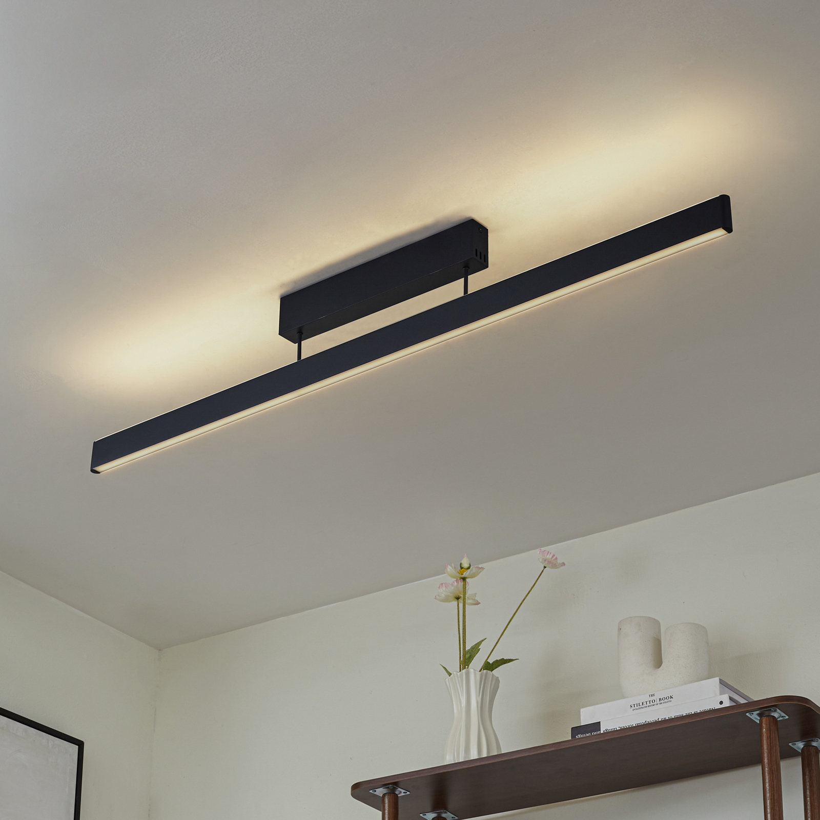 Lucande Candeeiro de teto LED inteligente Mylosh, preto, CCT, Tuya