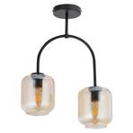 Plafondlamp Kanja, 2-lamps, zwart/amber