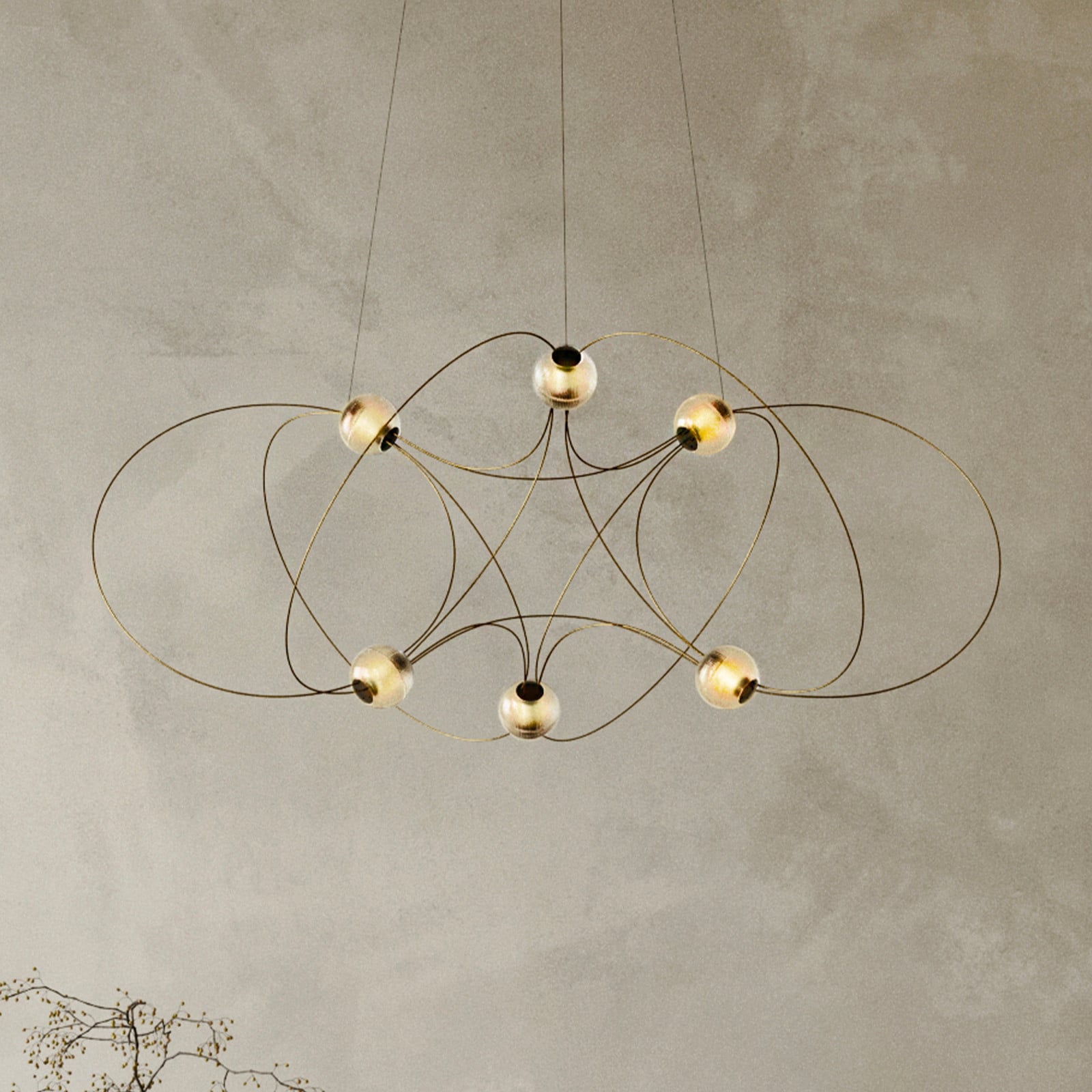 Munari 6 pendellampe (FORSAMLET) Guld DCW - Spisestue - Design - Metal - Med flere lyskilder