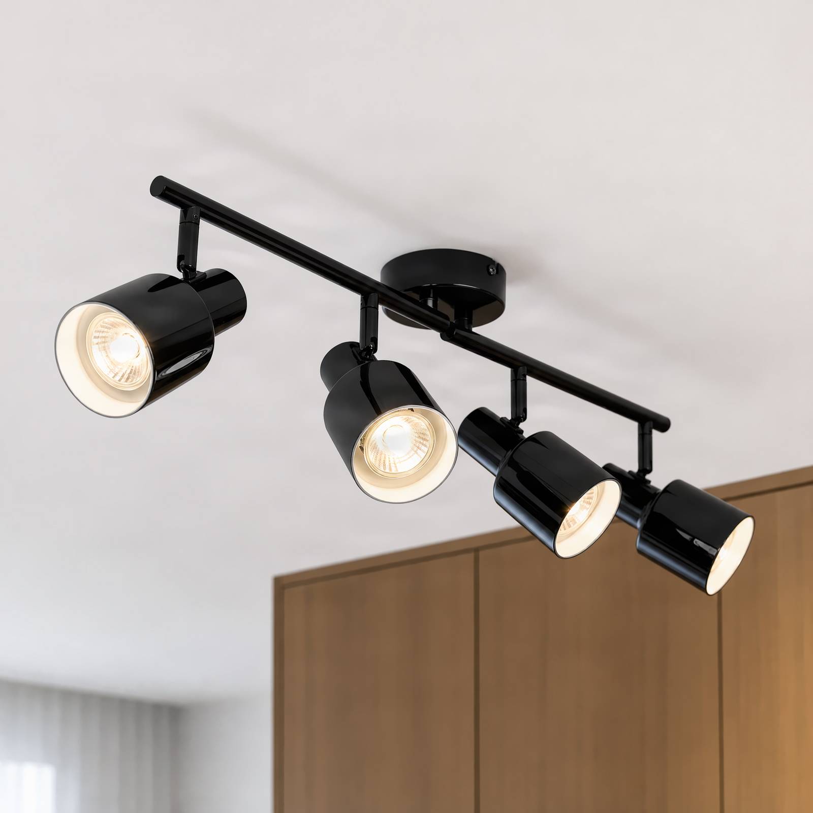 Lindby Deckenstrahler Ovelia, schwarz, 80 cm, 4-flg., E27