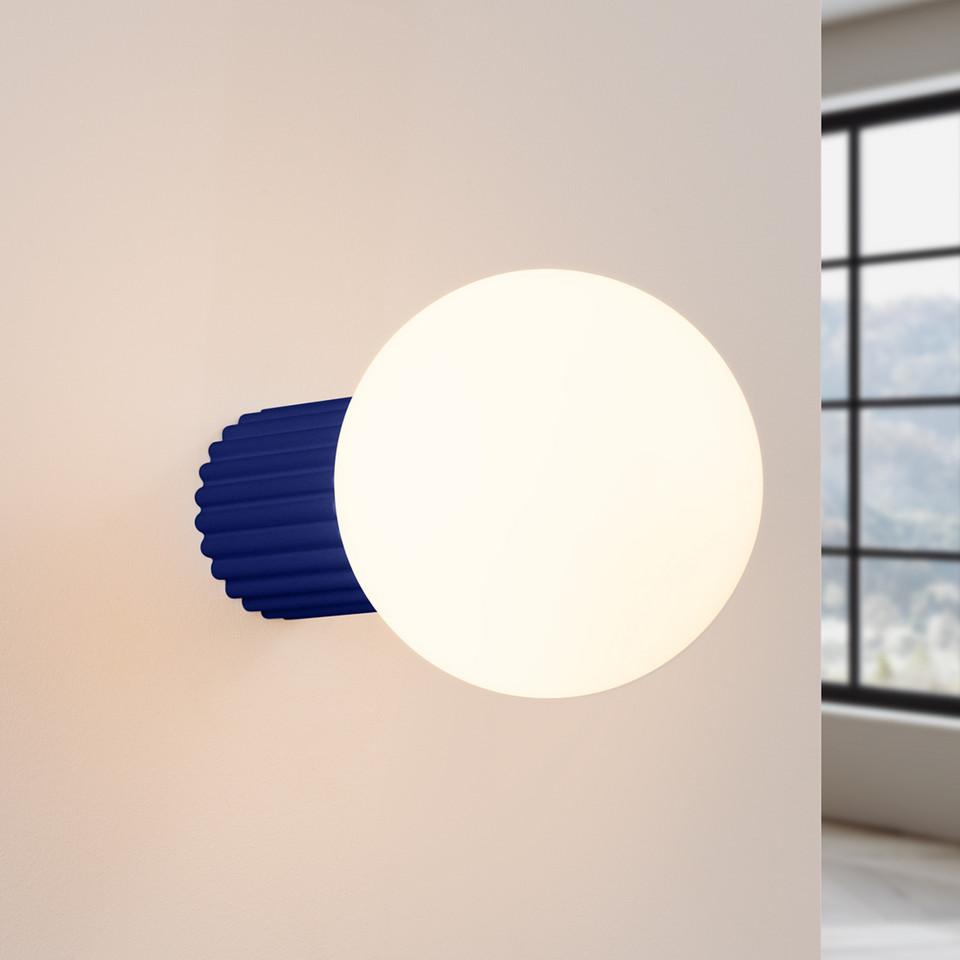 Sollux Lighting ORBI vägglampa ultramarin glas/metall Ø12cm IP44 G9, blå från Sollux Lighting