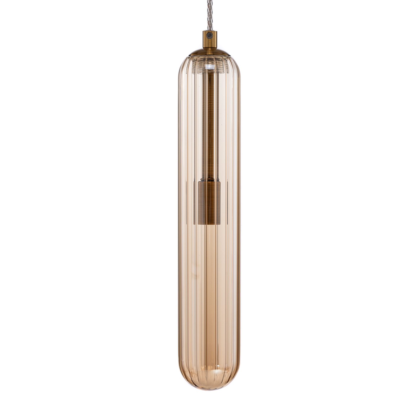 Lucande Freylin pendant light, 1-bulb, amber, glass, 6 cm