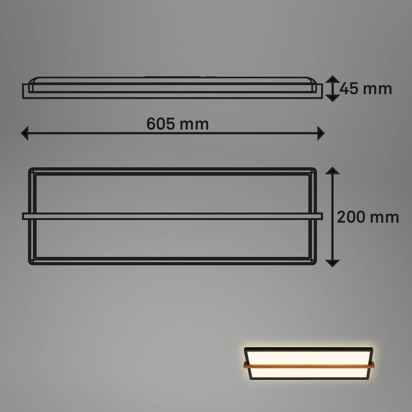 Lampa sufitowa LED Remsa, 20x60,5 cm, tworzywo sztuczne, czarna