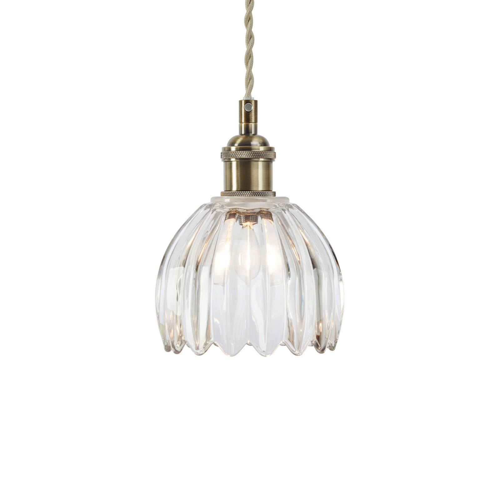 Markslöjd Lampă suspendată Gota alamă veche/transparentă sticlă Ø 13 cm ștecher - Camera de zi / sufragerie - alamă veche transparentă