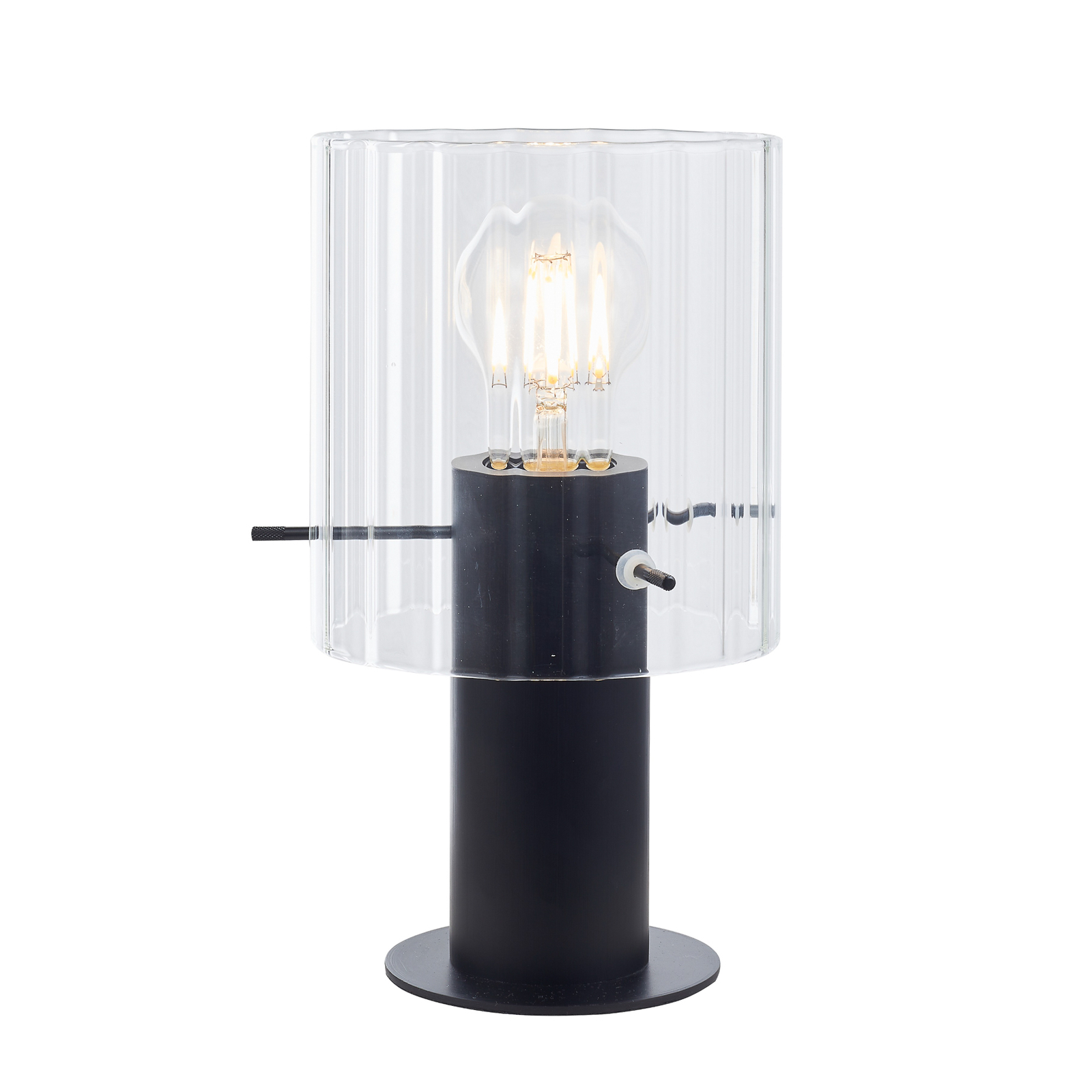 Lucande lampe à poser Eirian, noir, verre, Ø 14 cm, E27