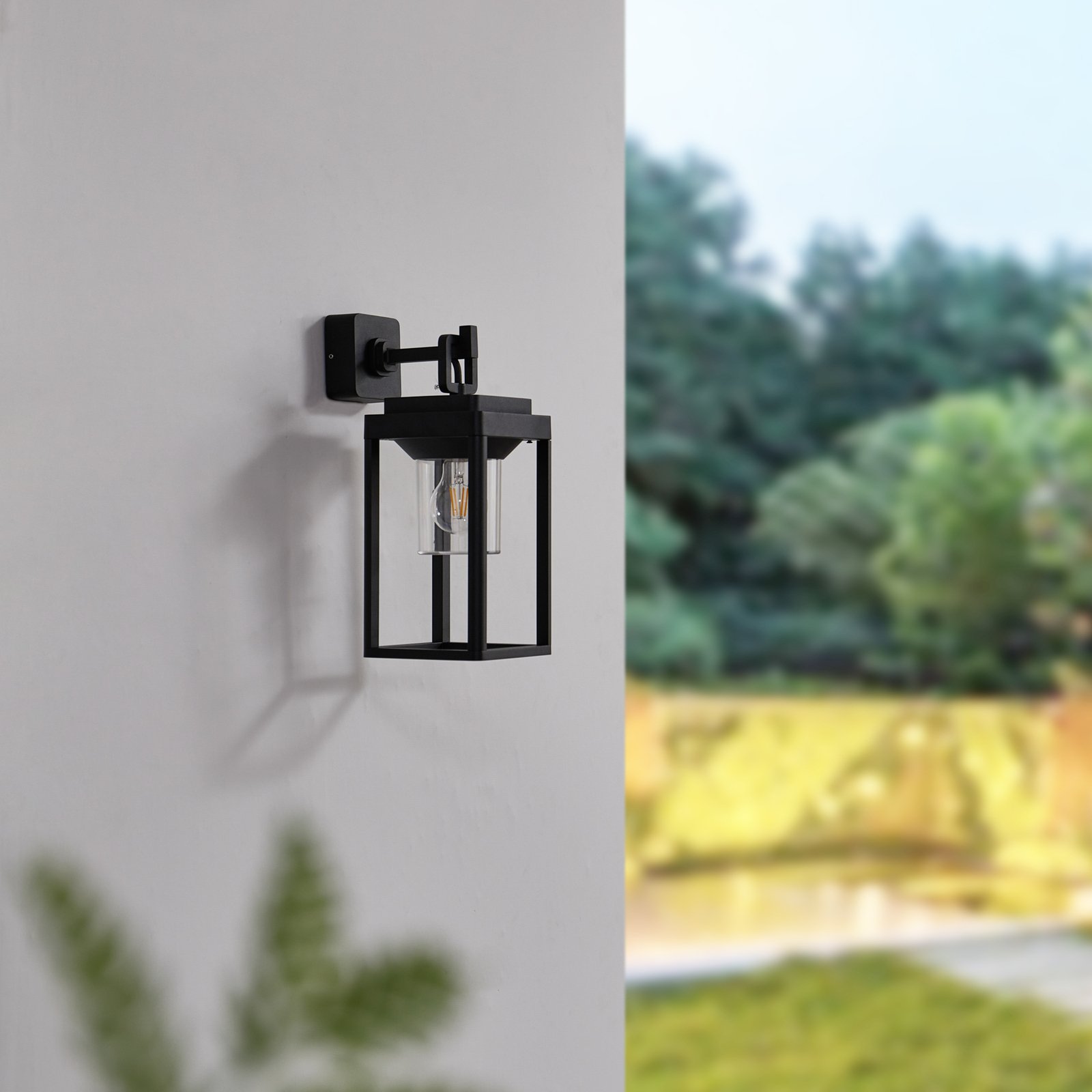 Lucande Milanka outdoor wall light, black, aluminium, 43 cm