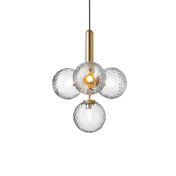 Miira 4 ChandelierLatón/Esfera Transparente - Nuura