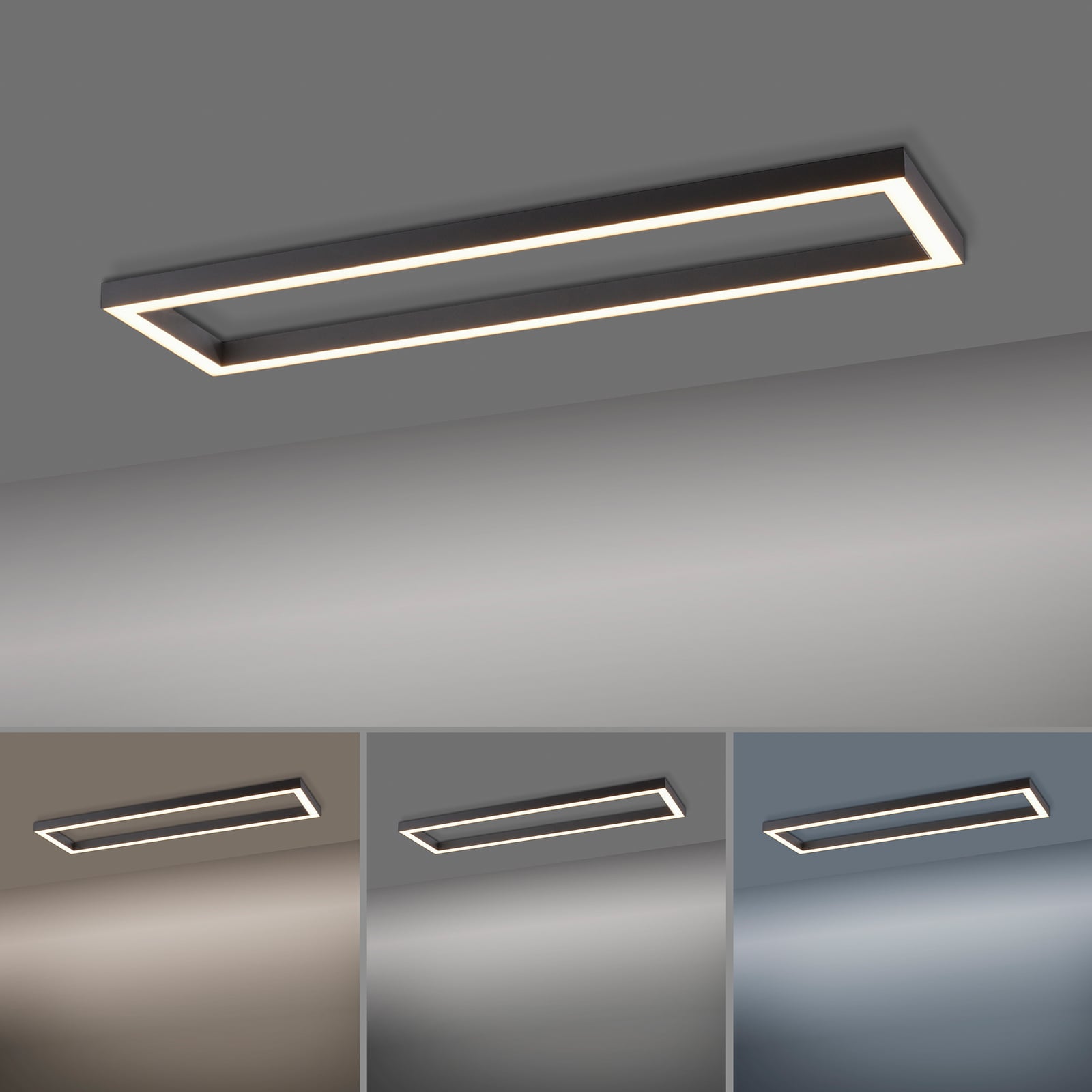 Lines Square LED-Deckenlampe, 110cm, graphite, Remote - PURE Lines Square LED-Deckenlampe, 110cm, graphite, Remote - PURE